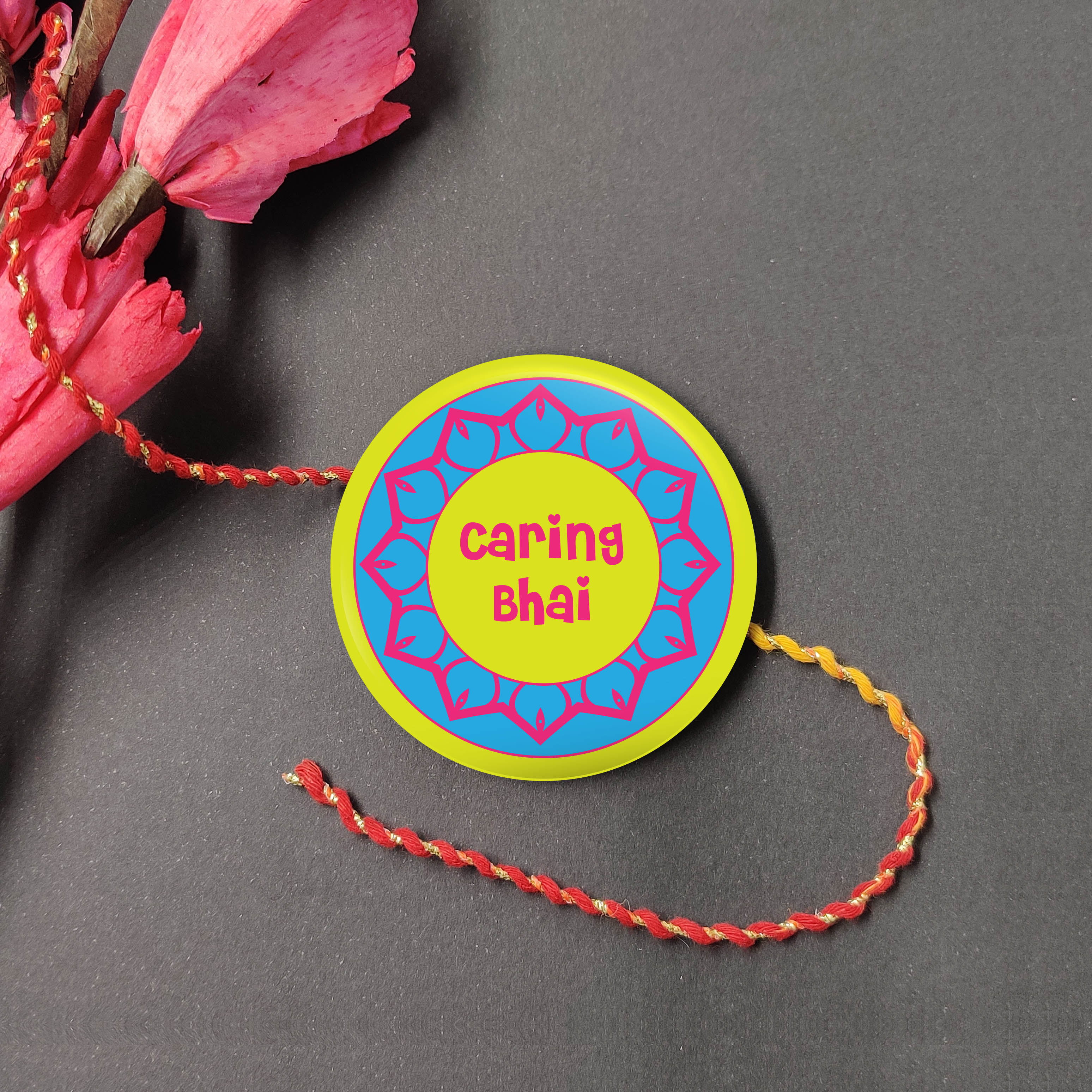 Indianvibez Caring Bhai Metal Rakhi with Fridge Magnet - Kids Rakhi | Grab2Buy