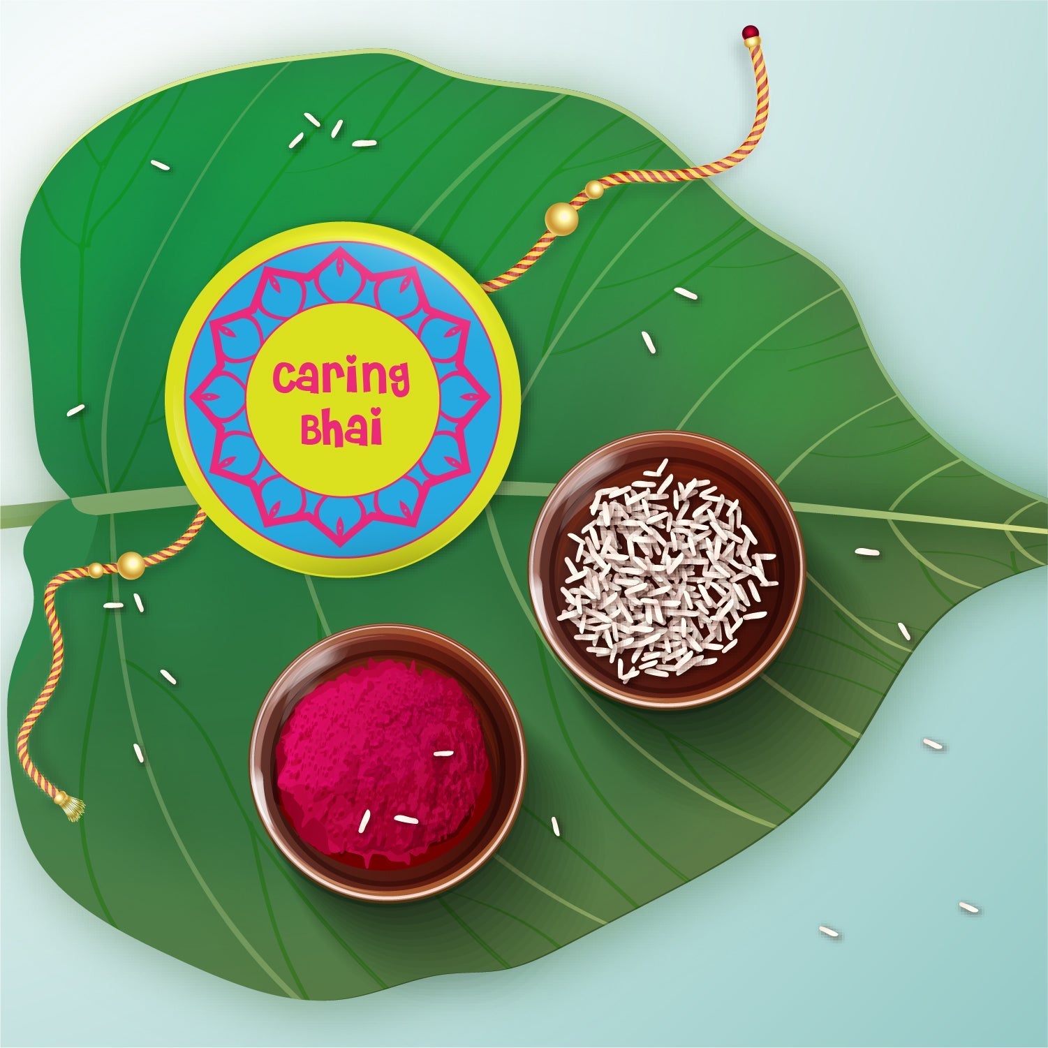 Indianvibez Caring Bhai Metal Rakhi with Fridge Magnet - Kids Rakhi | Grab2Buy