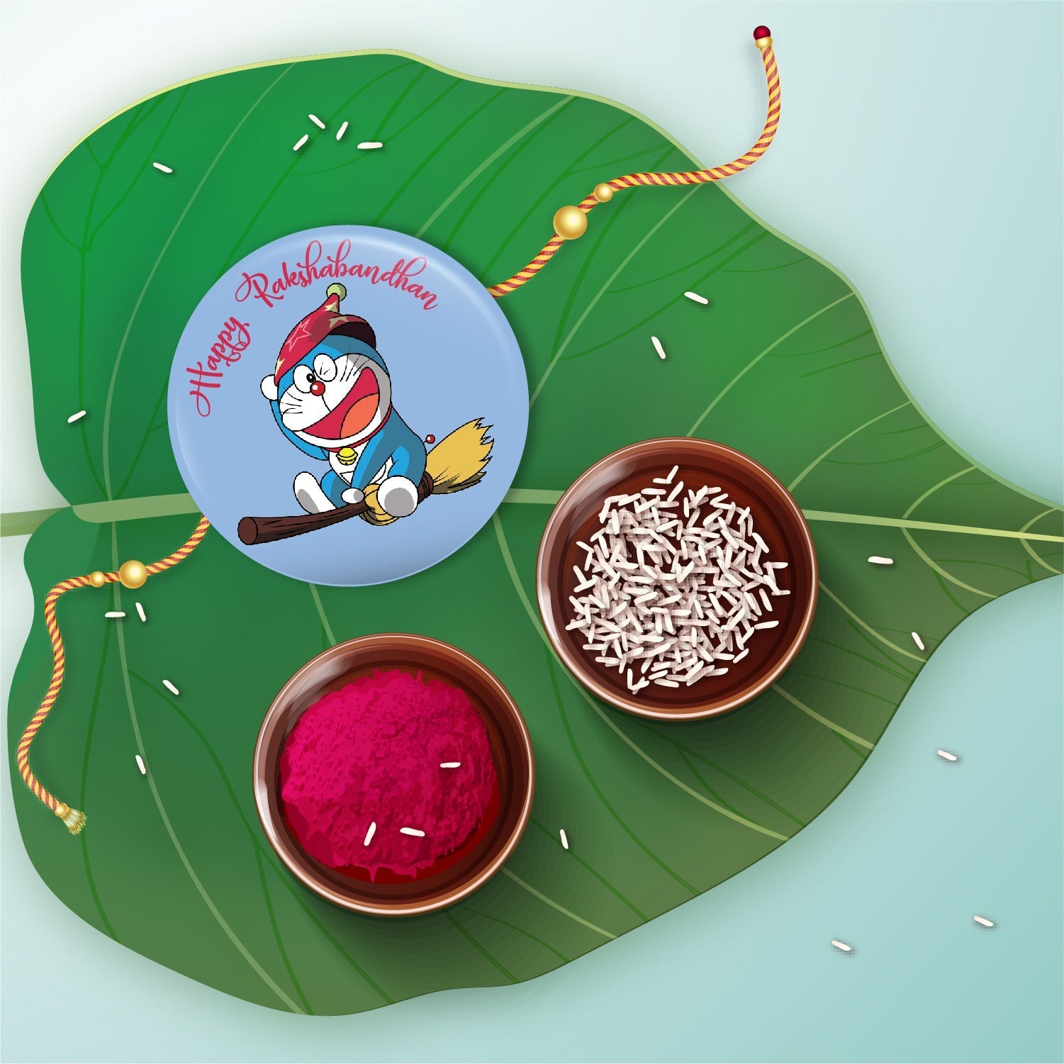 Indianvibez Doraemon Metal Rakhi with Fridge Magnet - Kids Rakhi | Grab2Buy