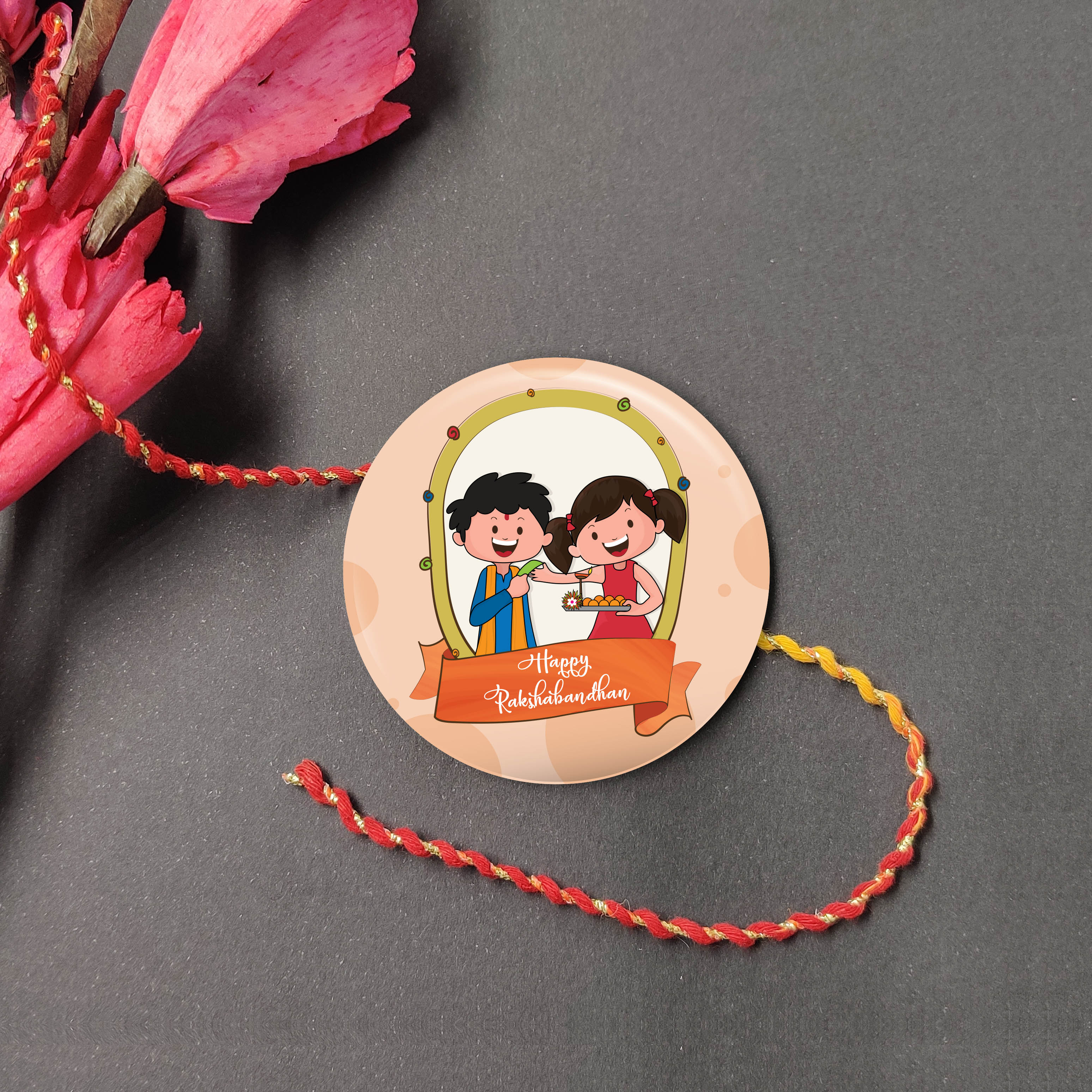 Indianvibez Happy Raksha Bandhan Metal Rakhi with Fridge Magnet - Kids Rakhi | Grab2Buy