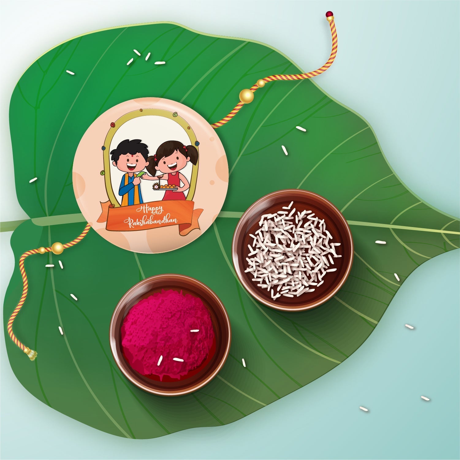 Indianvibez Happy Raksha Bandhan Metal Rakhi with Fridge Magnet - Kids Rakhi | Grab2Buy