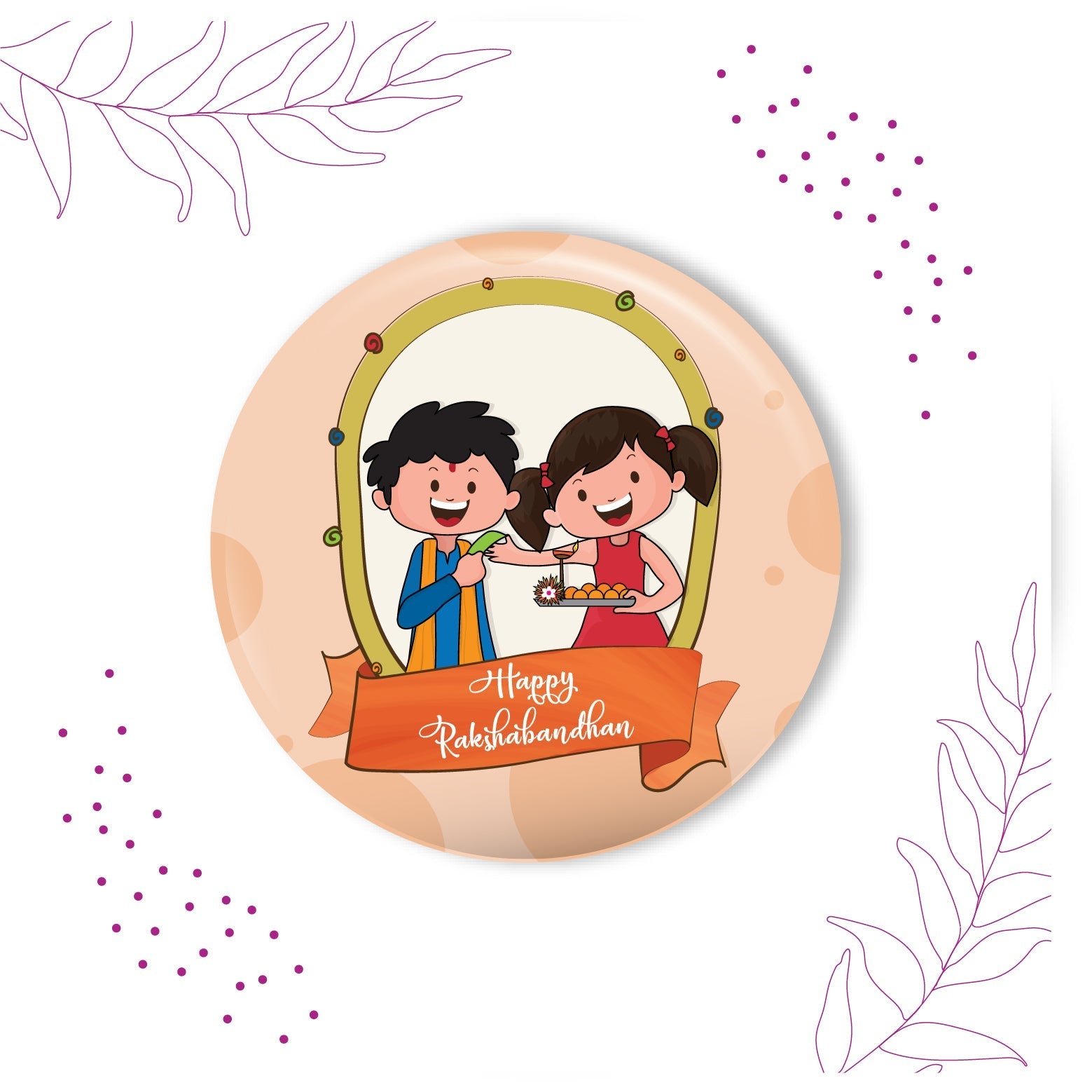 Indianvibez Happy Raksha Bandhan Metal Rakhi with Fridge Magnet - Kids Rakhi | Grab2Buy
