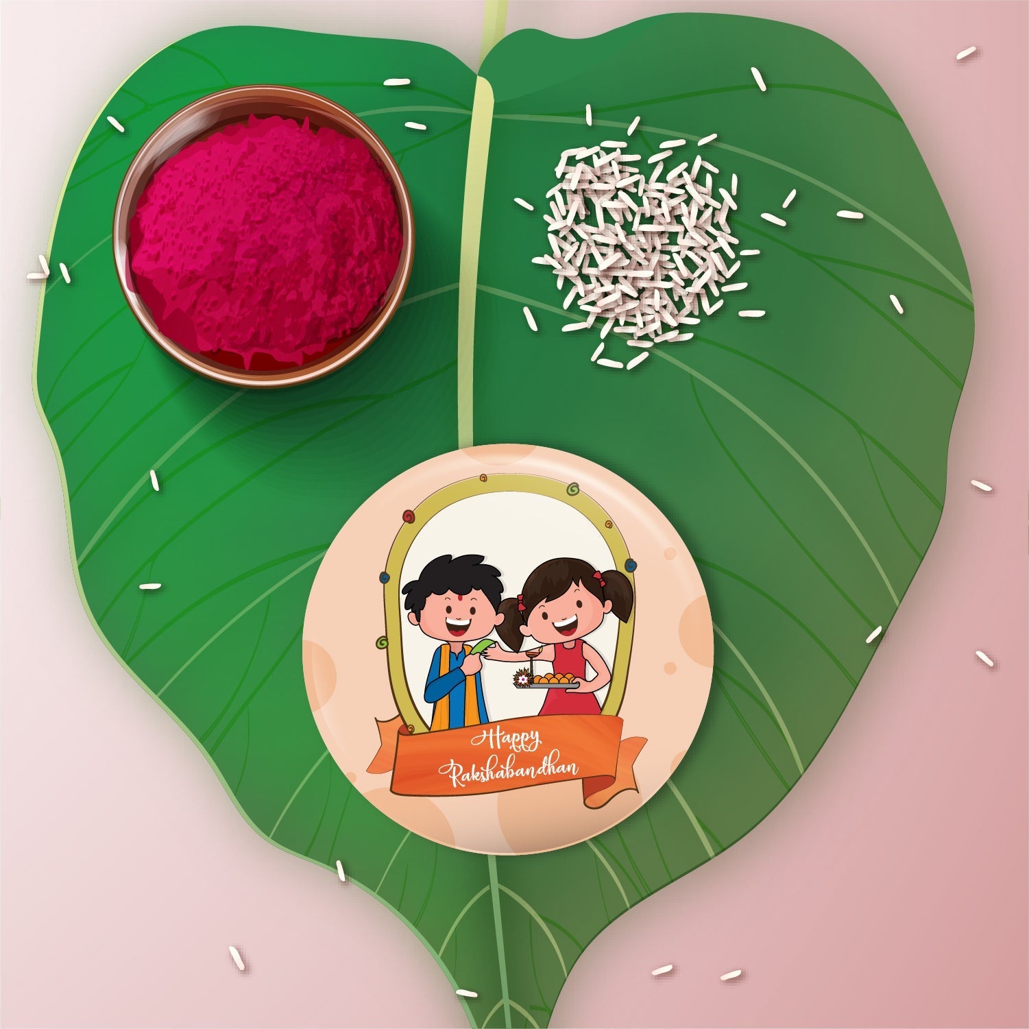 Indianvibez Happy Raksha Bandhan Metal Rakhi with Fridge Magnet - Kids Rakhi | Grab2Buy
