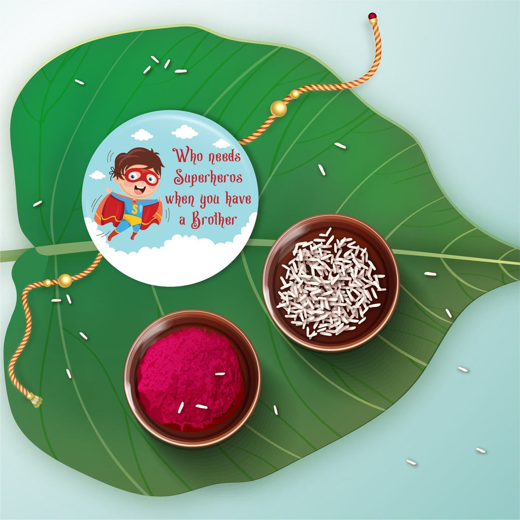 Indianvibez Superhero Metal Rakhi with Fridge Magnet - Kids Rakhi | Grab2Buy
