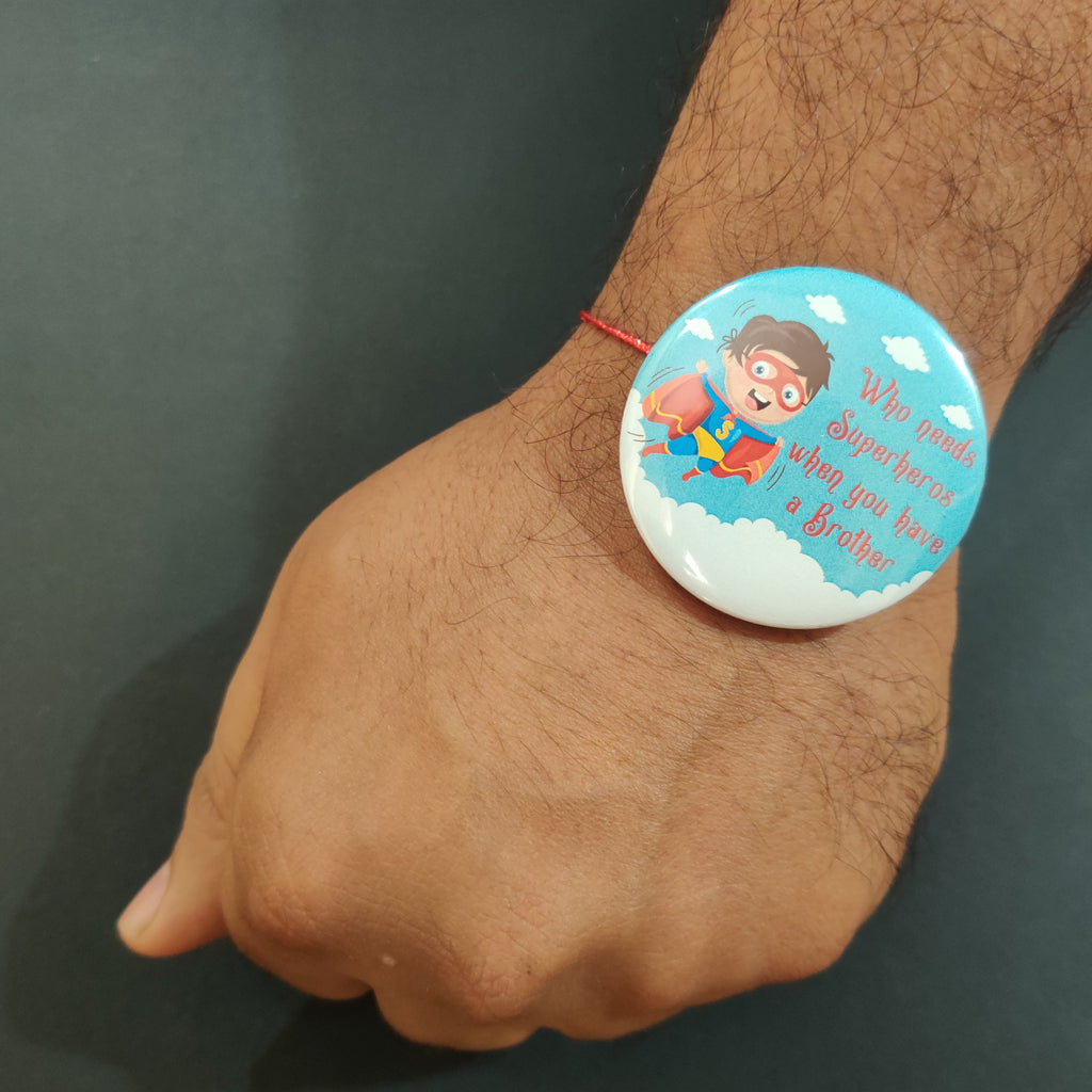 Indianvibez Superhero Metal Rakhi with Fridge Magnet - Kids Rakhi | Grab2Buy