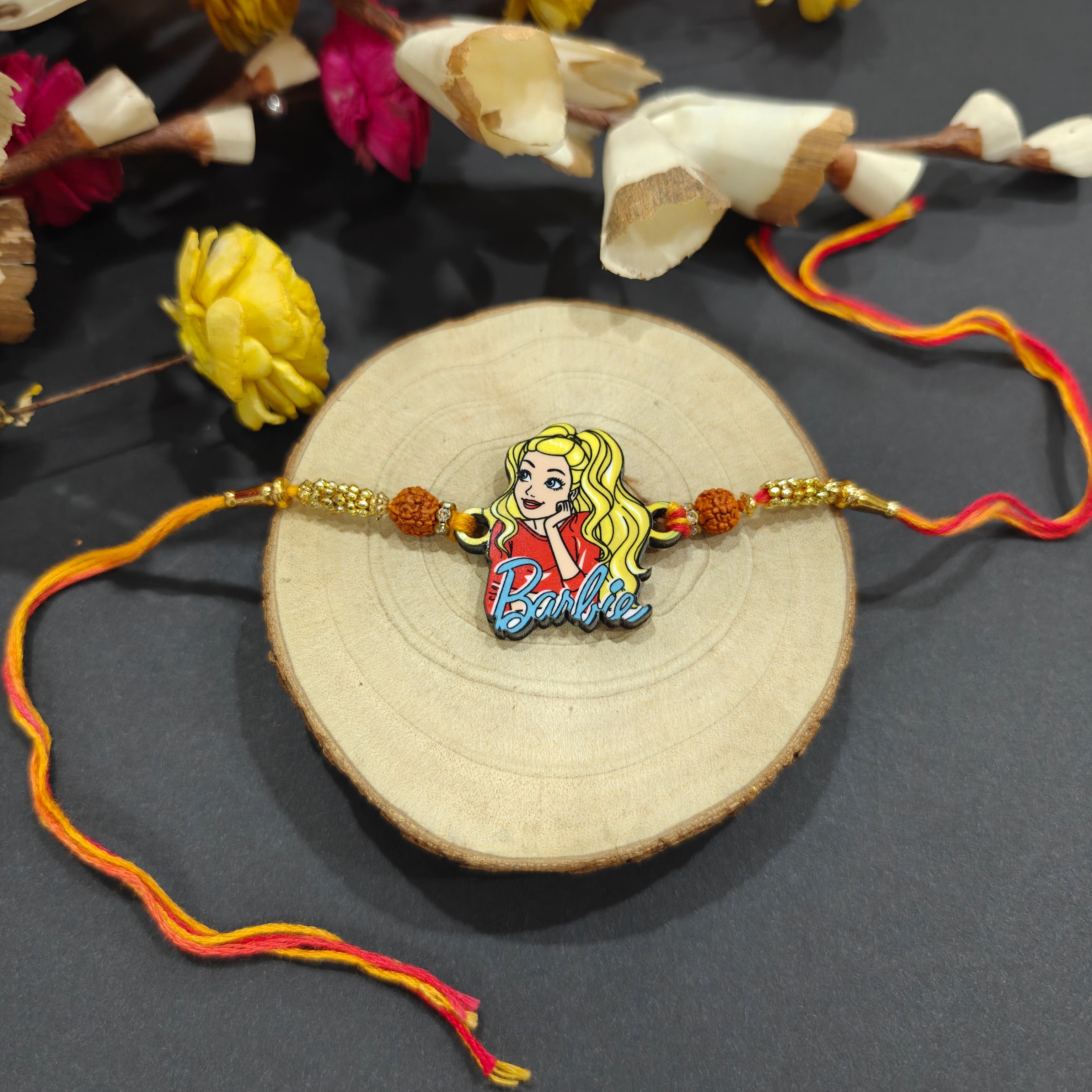 Indianvibez Barbie Wooden Rakhi - Kids Rakhi | Grab2Buy