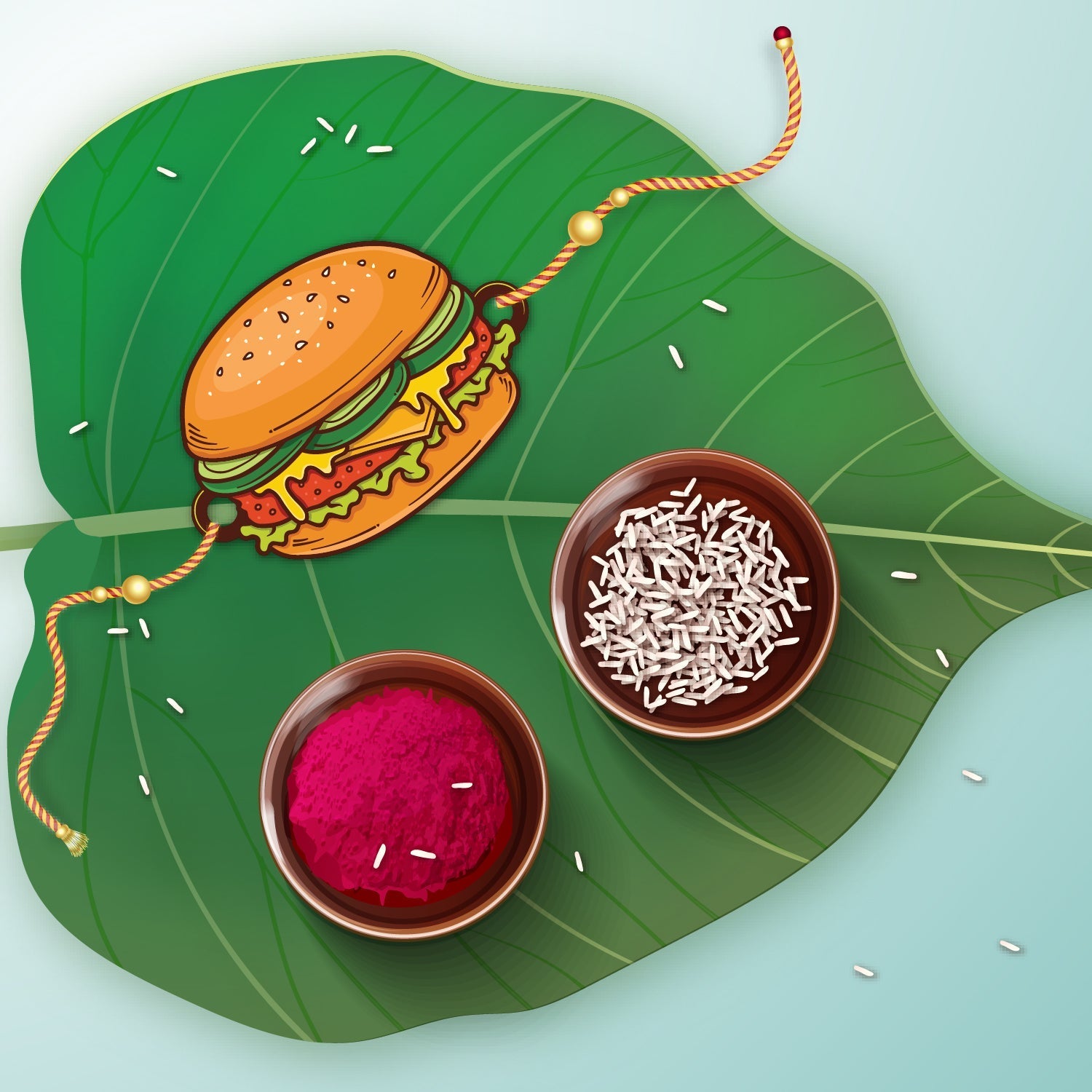 Indianvibez Burger Wooden Rakhi, Food Rakhi for Brother - Kids Rakhi | Grab2Buy