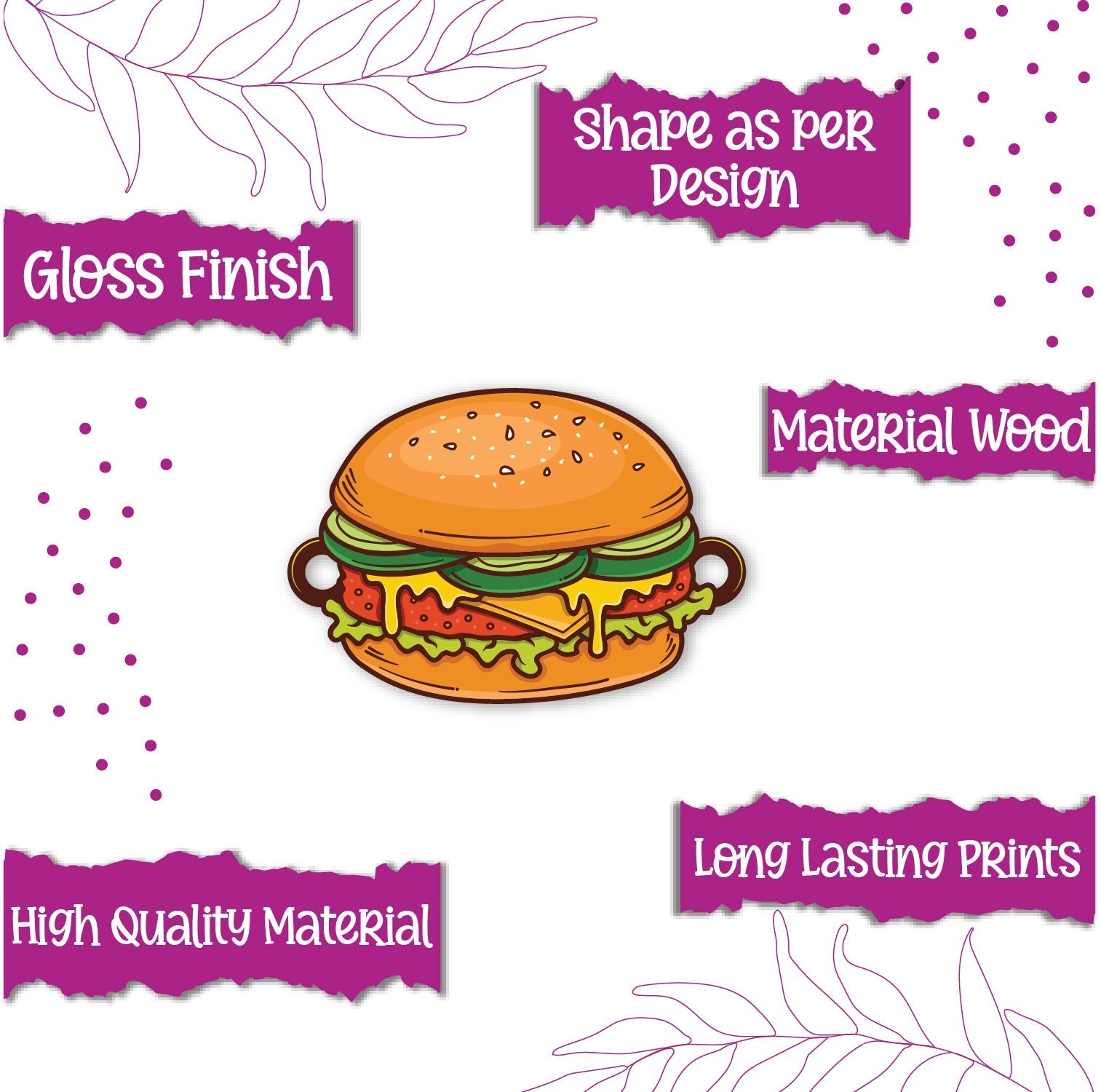 Indianvibez Burger Wooden Rakhi, Food Rakhi for Brother - Kids Rakhi | Grab2Buy