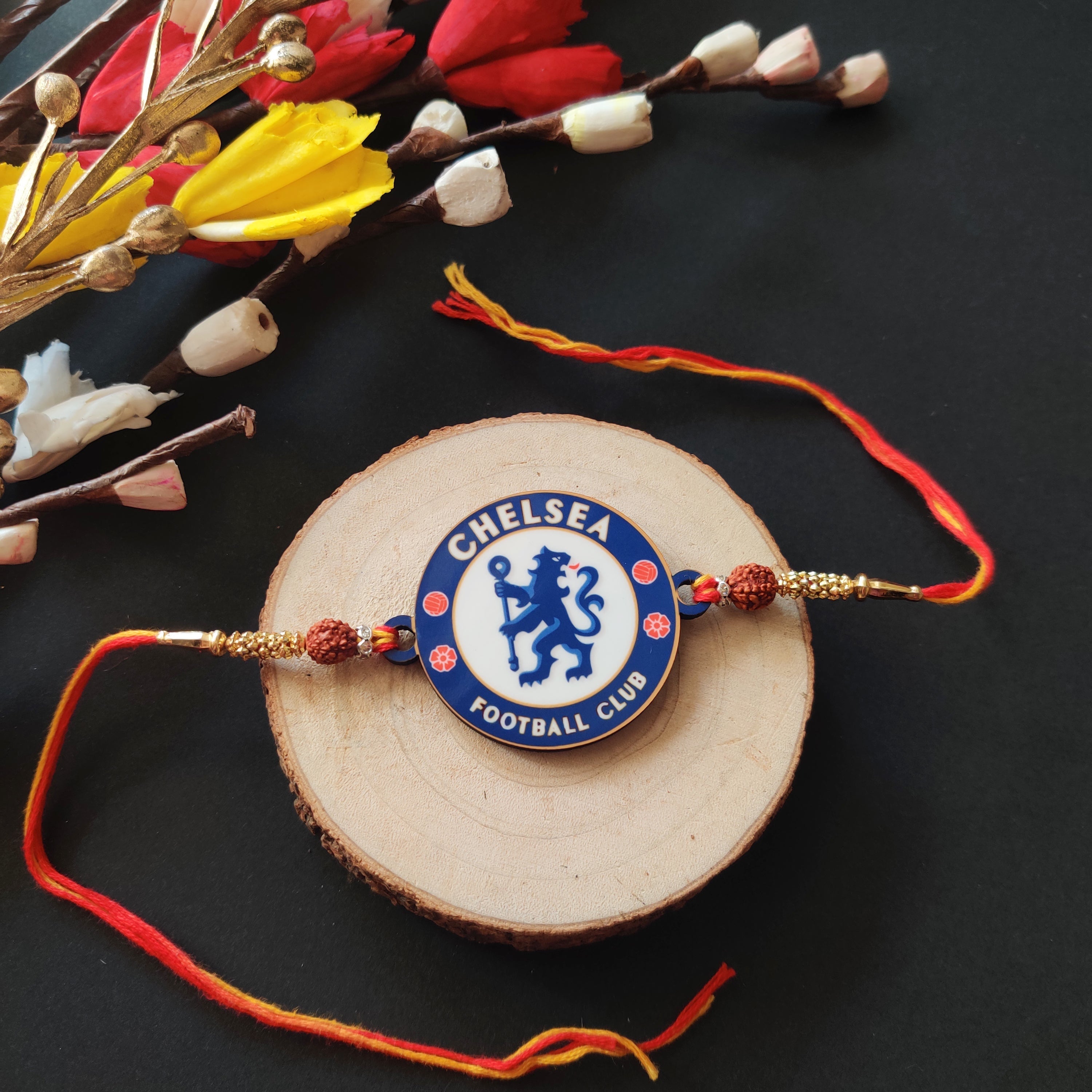 Indianvibez Chelsea Wooden Rakhi, Football Rakhi for Brother - Kids Rakhi | Grab2Buy