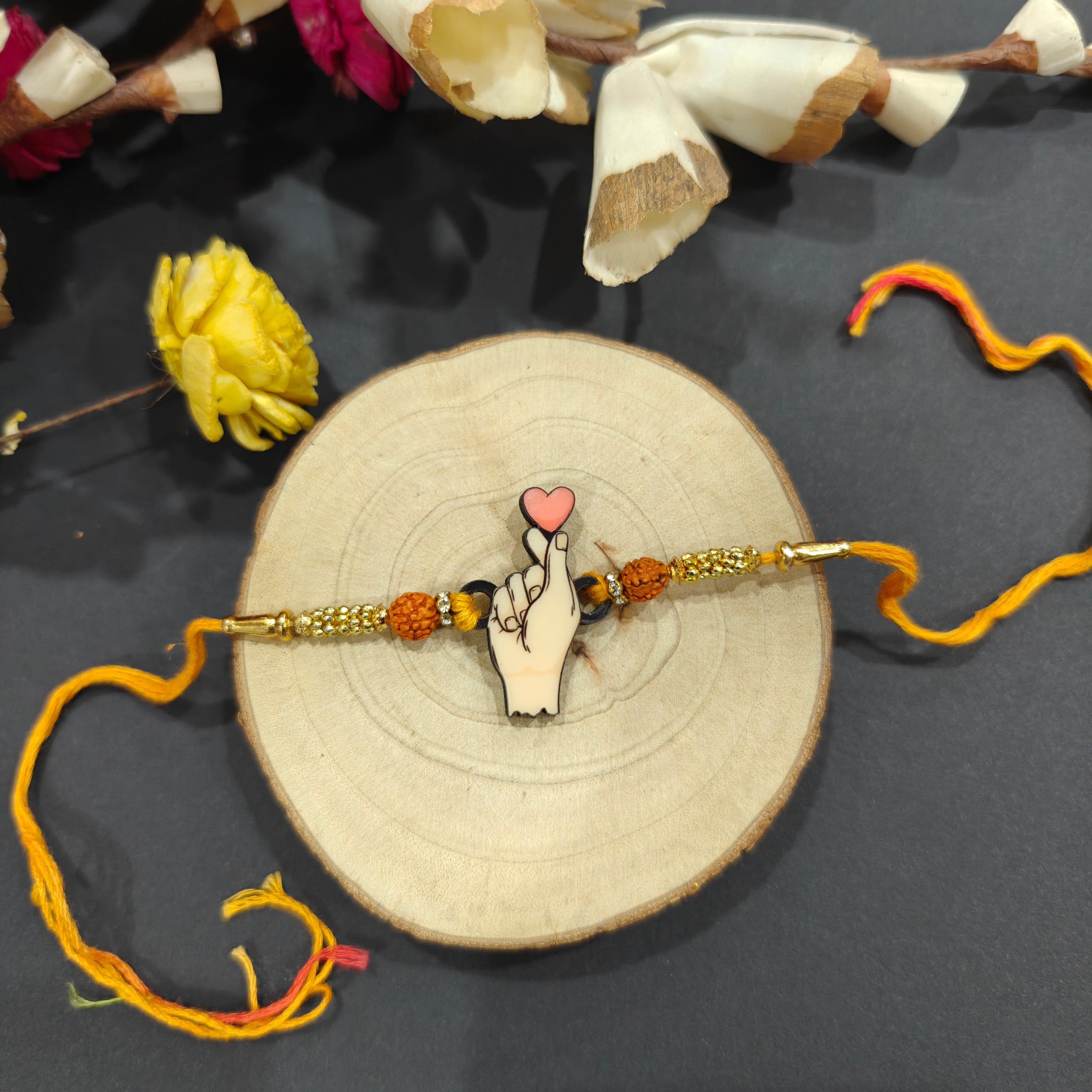 Indianvibez Korean Heart Wooden Rakhi, K-Pop Style Rakhi for Brother - Kids Rakhi | Grab2Buy