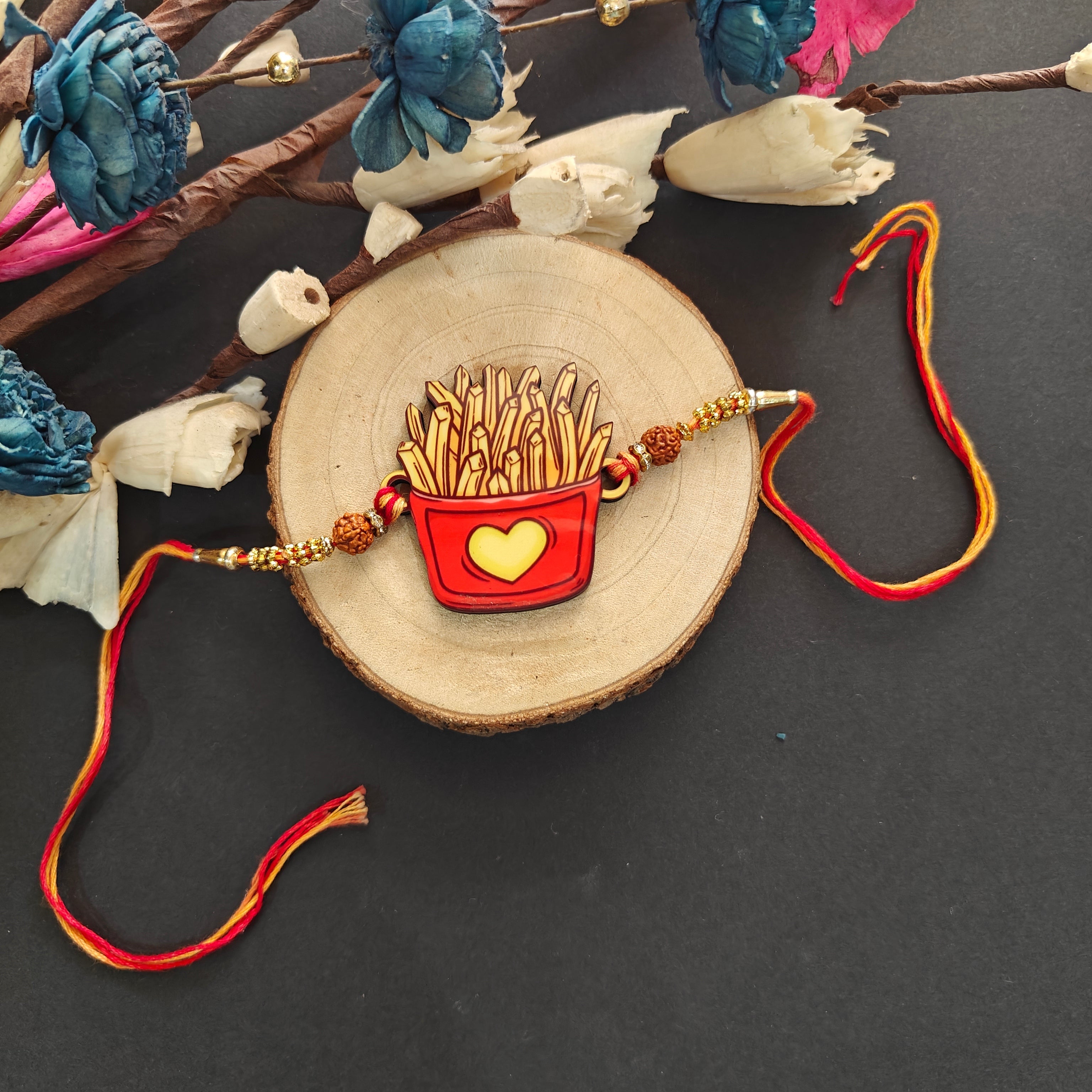 Indianvibez Fries Wooden Rakhi, Food Rakhi for Brother - Kids Rakhi | Grab2Buy