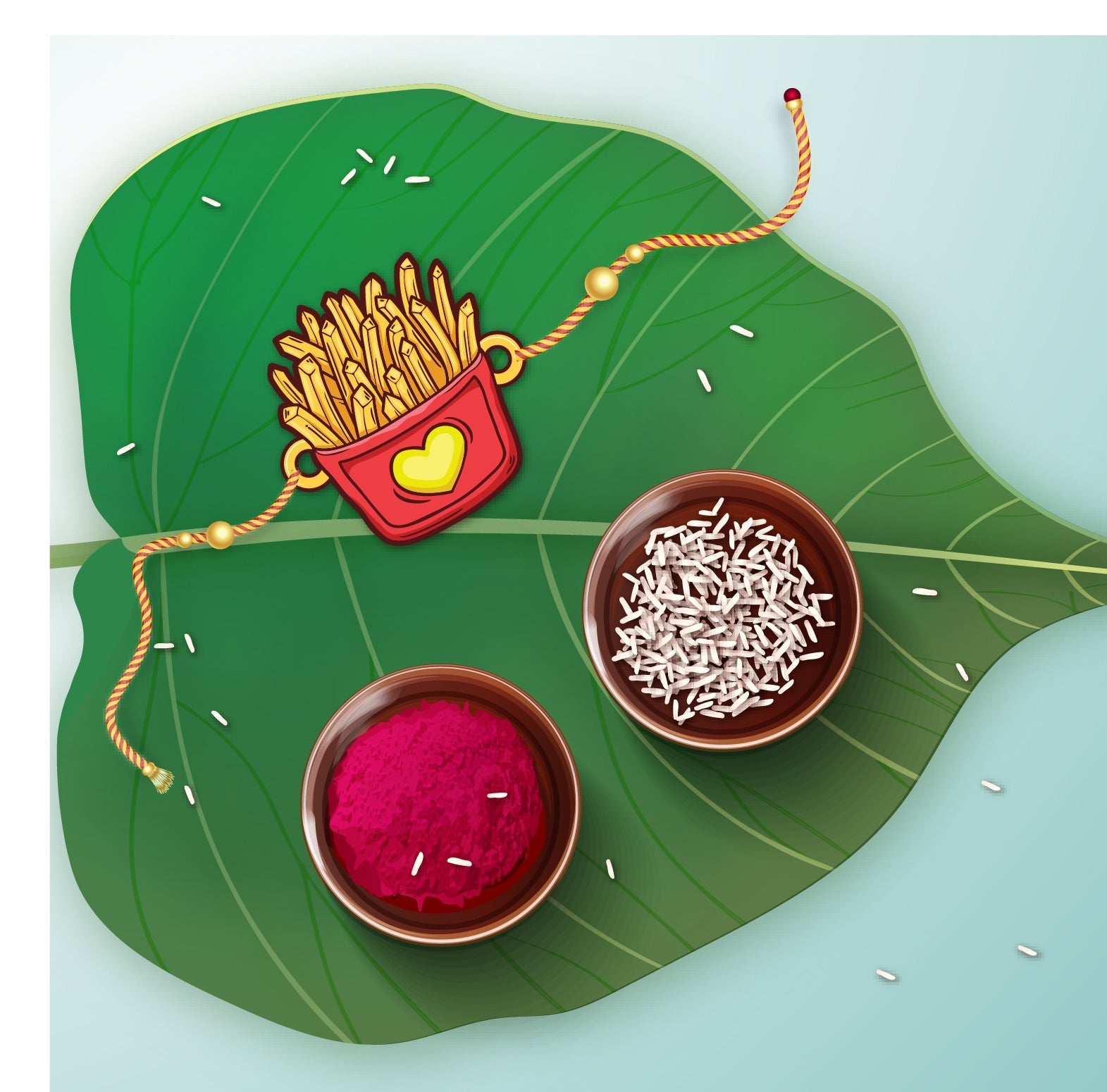 Indianvibez Fries Wooden Rakhi, Food Rakhi for Brother - Kids Rakhi | Grab2Buy