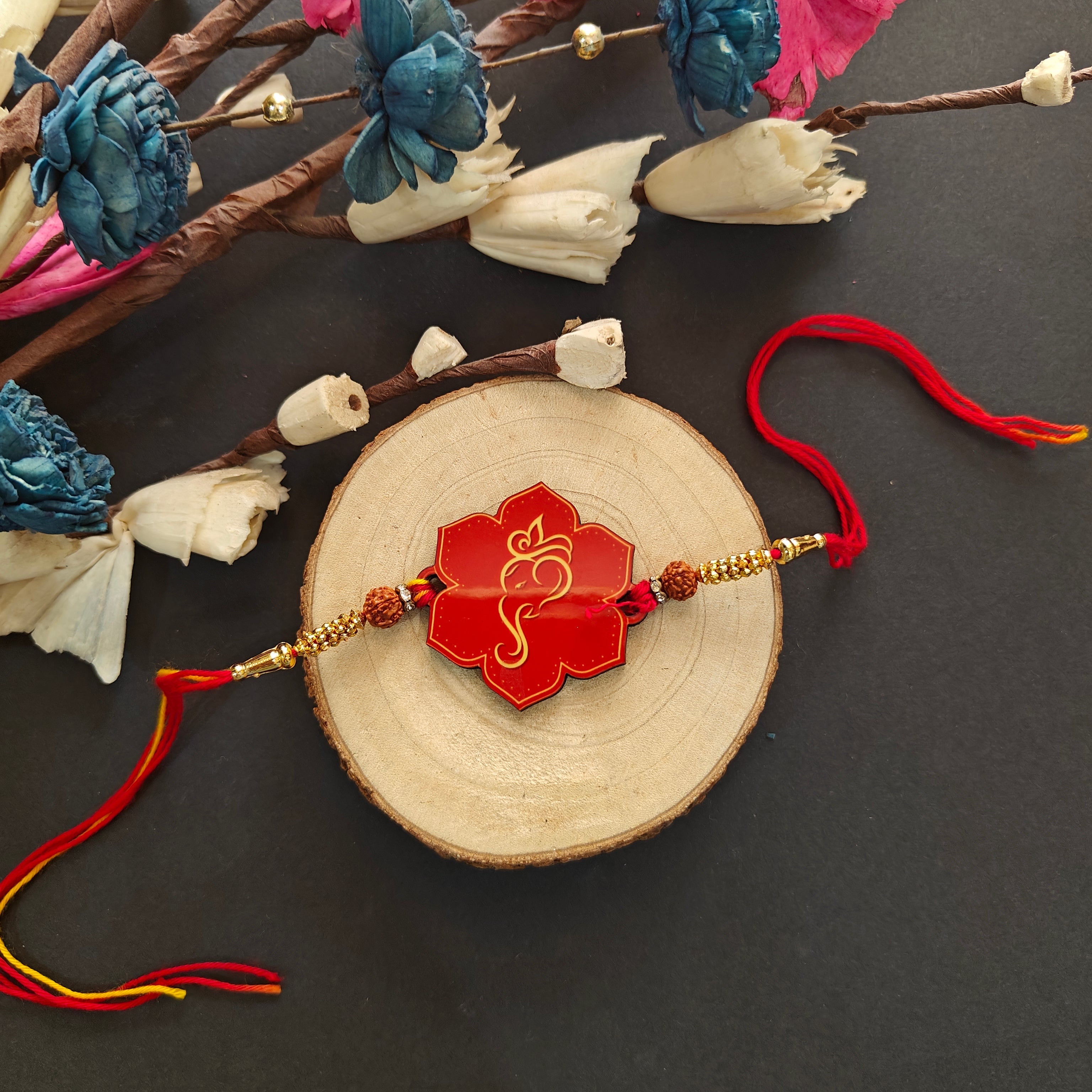Indianvibez Lord Ganesha Wooden Rakhi, God Religious Spiritual Rakhi - Kids Rakhi | Grab2Buy