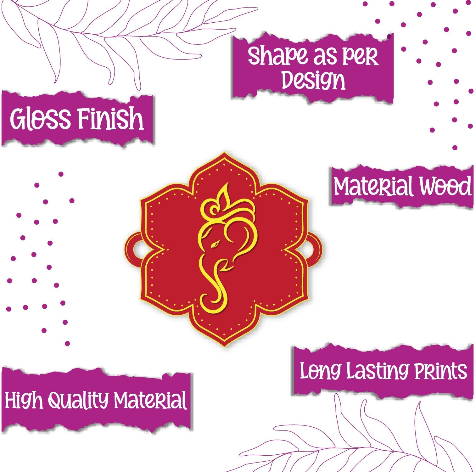 Indianvibez Lord Ganesha Wooden Rakhi, God Religious Spiritual Rakhi - Kids Rakhi | Grab2Buy