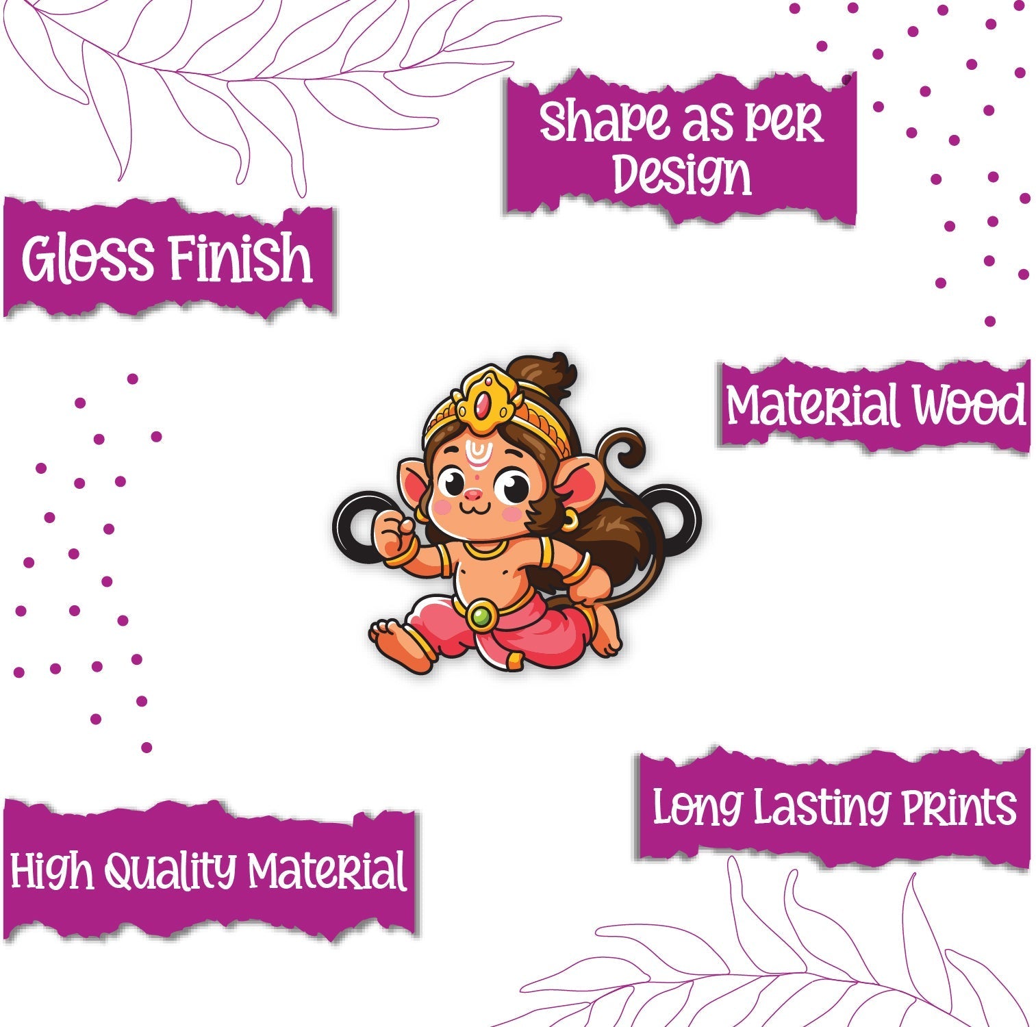Indianvibez Lord Hanuman Wooden Rakhi for Brother, Divine & Spiritual Rakhi for Bhai , Bhaiya - Kids Rakhi | Grab2Buy