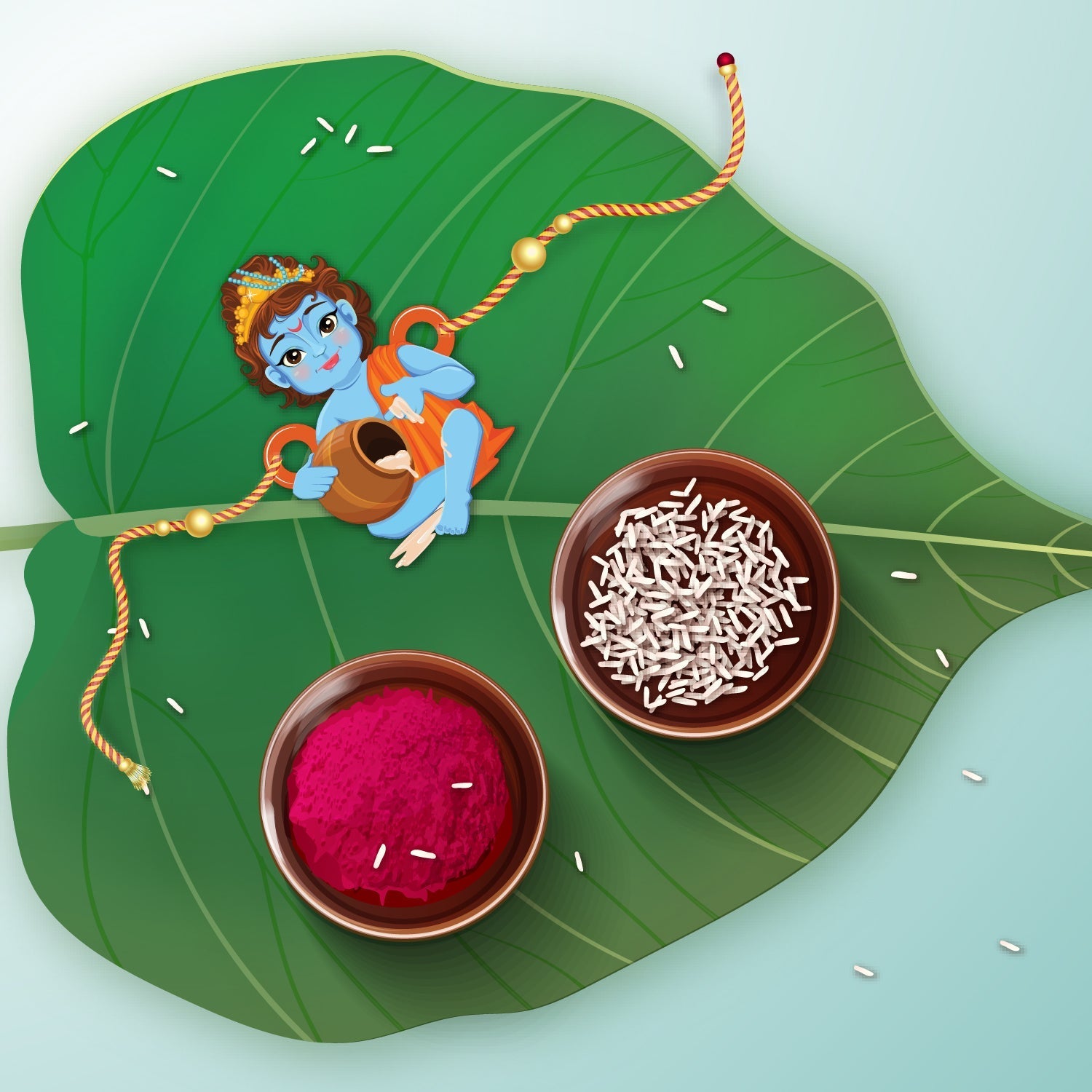 Indianvibez Lord Krishna Wooden Rakhi for Brother, God Religious Spiritual Rakhi - Kids Rakhi | Grab2Buy