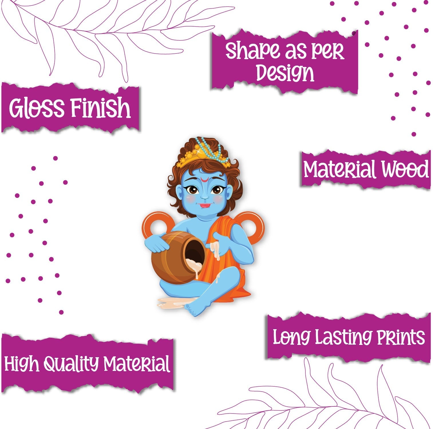Indianvibez Lord Krishna Wooden Rakhi for Brother, God Religious Spiritual Rakhi - Kids Rakhi | Grab2Buy