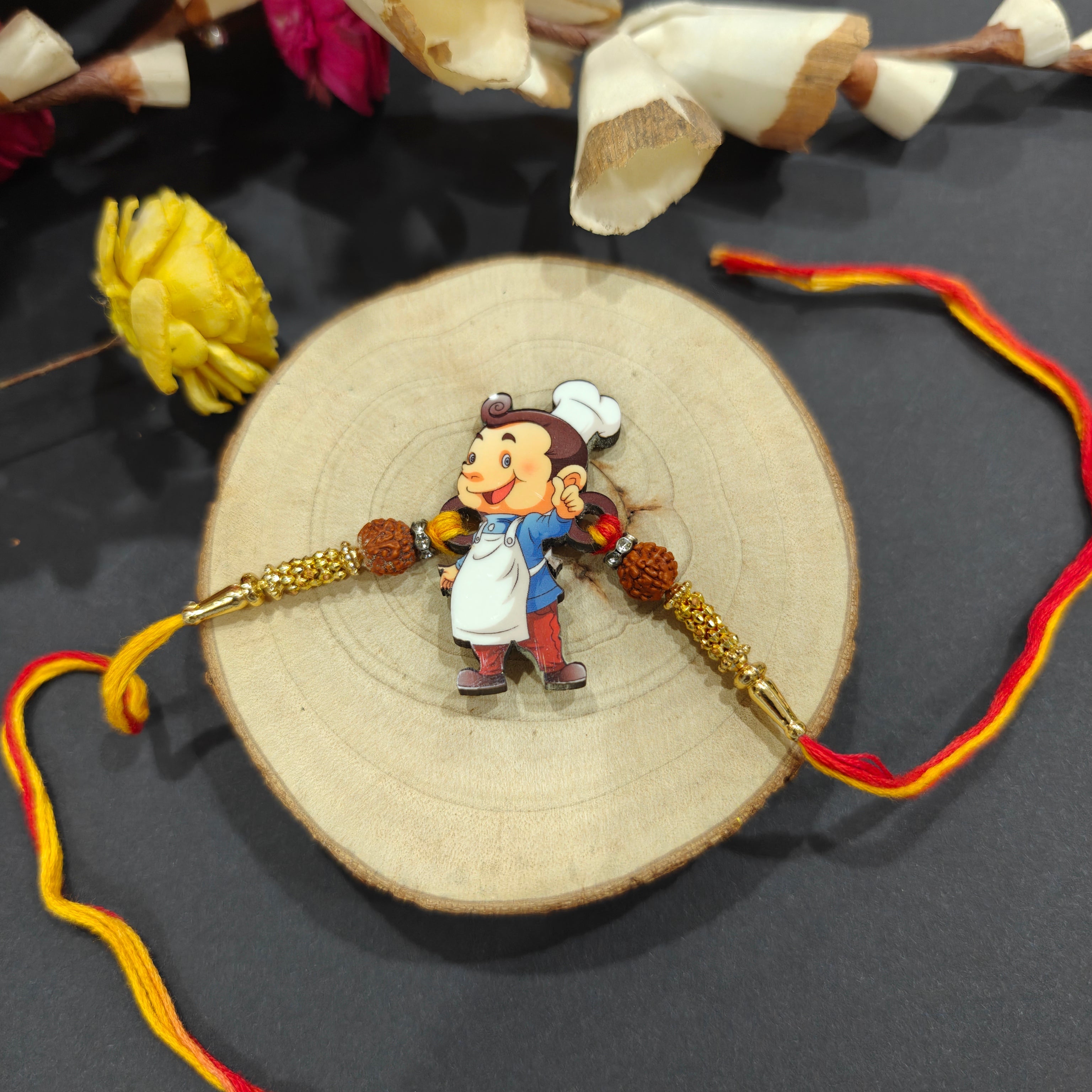Indianvibez MasterChef Bhai Wooden Rakhi, Rudraksha Rakhi for Brother - Kids Rakhi | Grab2Buy