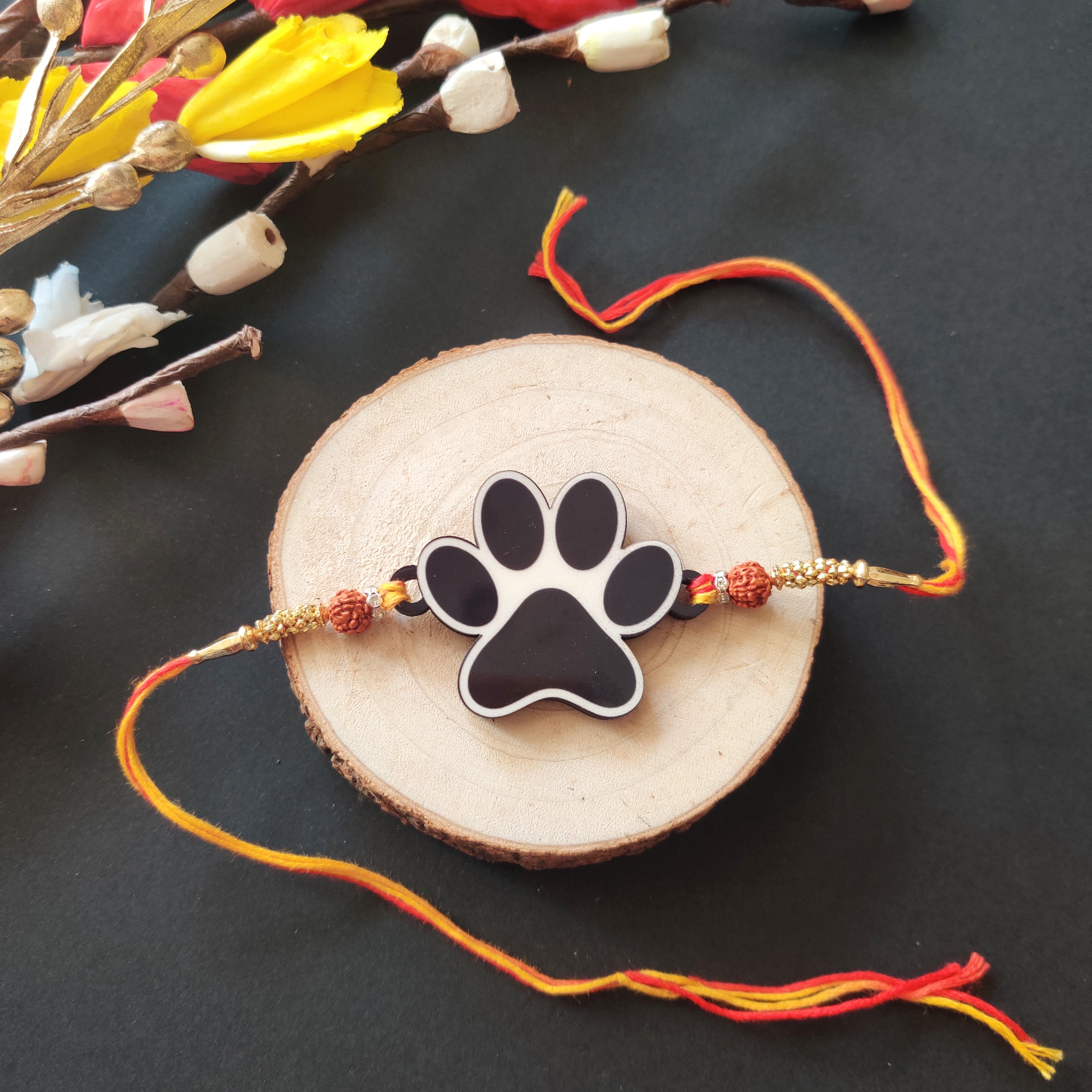 Indianvibez Dog Paw Wooden Rakhi, Cute Pet Animal Themed Rakhi for Brother - Kids Rakhi | Grab2Buy