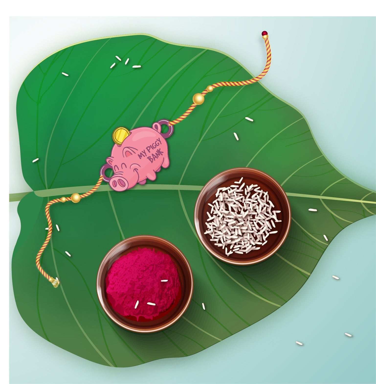 Indianvibez Piggy Bank Wooden Rakhi, Cute Rakhi for Brother - Kids Rakhi | Grab2Buy