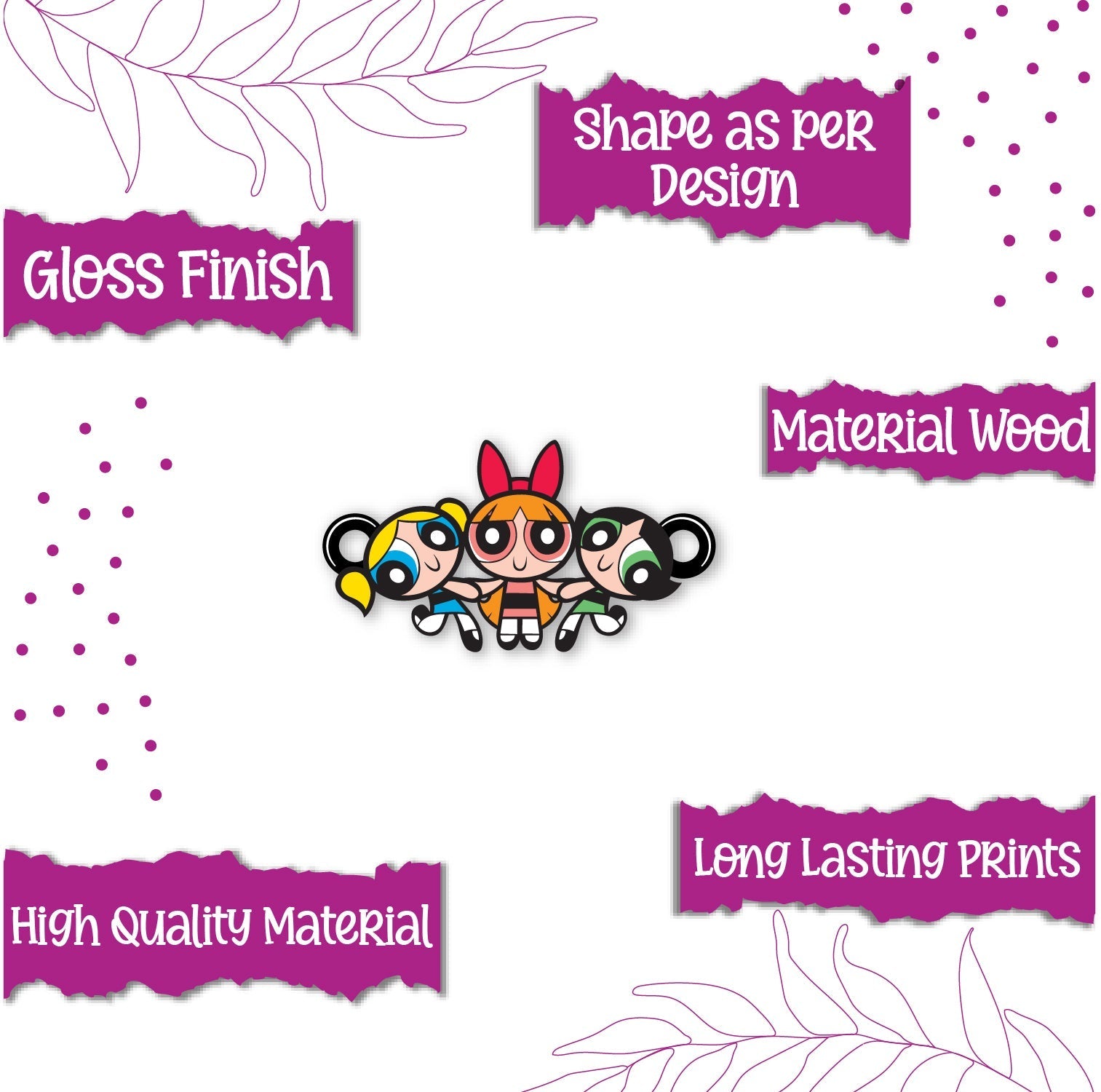 Indianvibez Powerpuff Girls Wooden Rakhi, Cute Rakhi Lumba for Sister, Bhabhi - Kids Rakhi | Grab2Buy