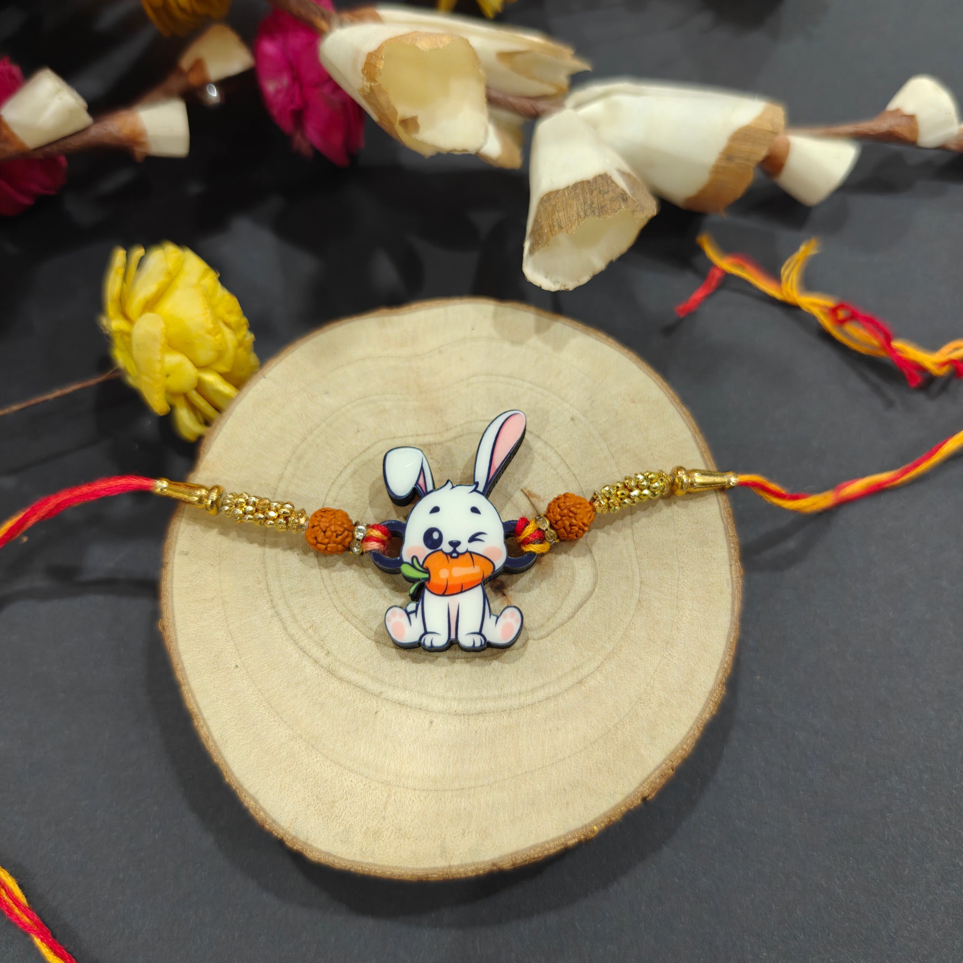 Indianvibez Rabbit Wooden Rakhi, Cute Animal Rakhi - Kids Rakhi | Grab2Buy