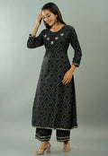 Vamika Black Lace Work Rayon Party And Casual Wear Kurta Set | Grab2Buy