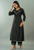 Vamika Black Lace Work Rayon Party And Casual Wear Kurta Set | Grab2Buy