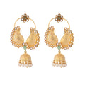 Nuyug 22K Gold Plated Pearls Studded Contemporary Shaped Mini Jhumki Drop Dangler Earrings | Grab2Buy
