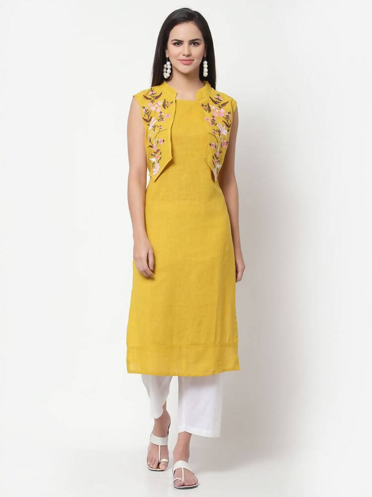 Myshka Women's Rayon Printed 3/4 Sleeve Round Neck Casual Yellow Dress | Grab2Buy