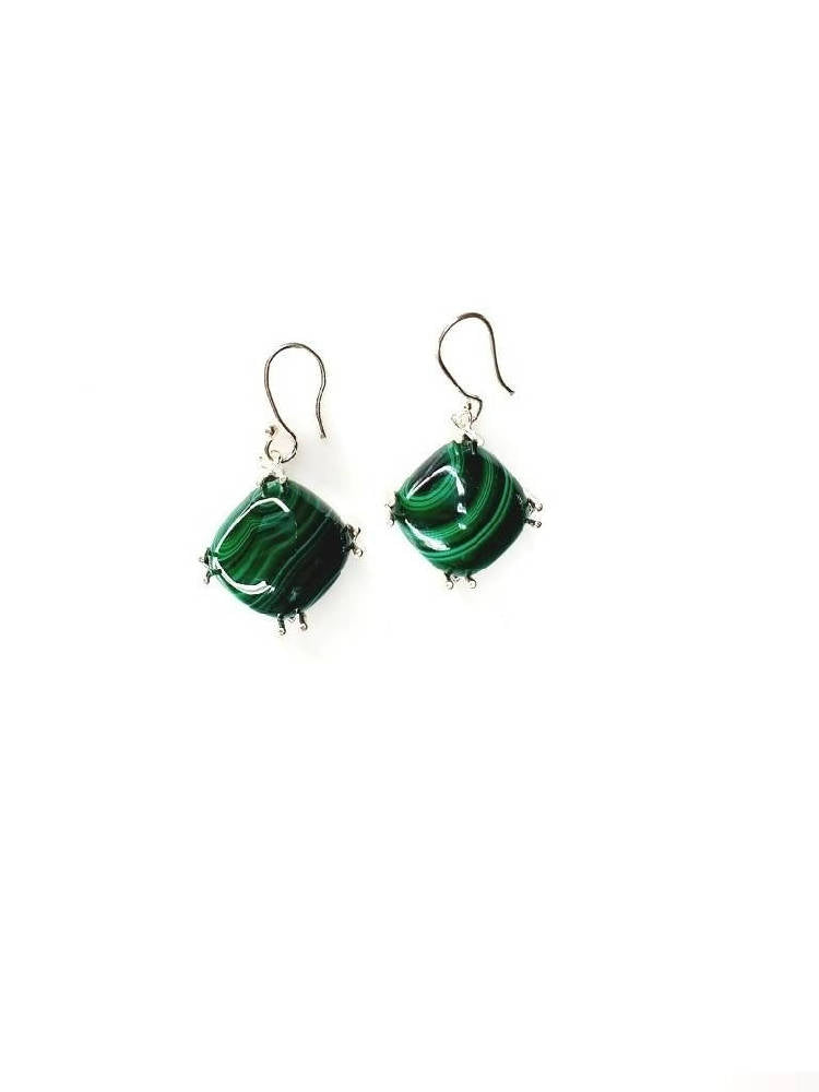Bling Accessories Malachite Semi Precious Natural Stone Earrings | Grab2Buy
