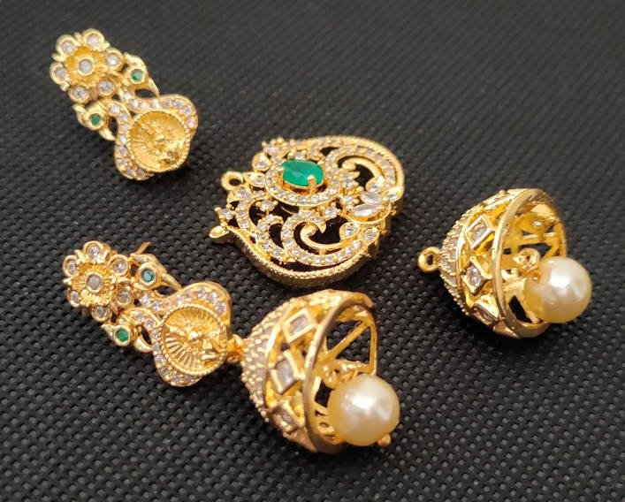 AD Emeralds designer 4 in 1 Traditional Earrings | Grab2Buy