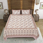 Rudra Bazaar Brown 210 TC Cotton Double King Bedsheet With 2 Pillow Covers