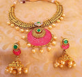 Latest Multicolor Antique Necklace Set with Pearl Drops | Grab2Buy