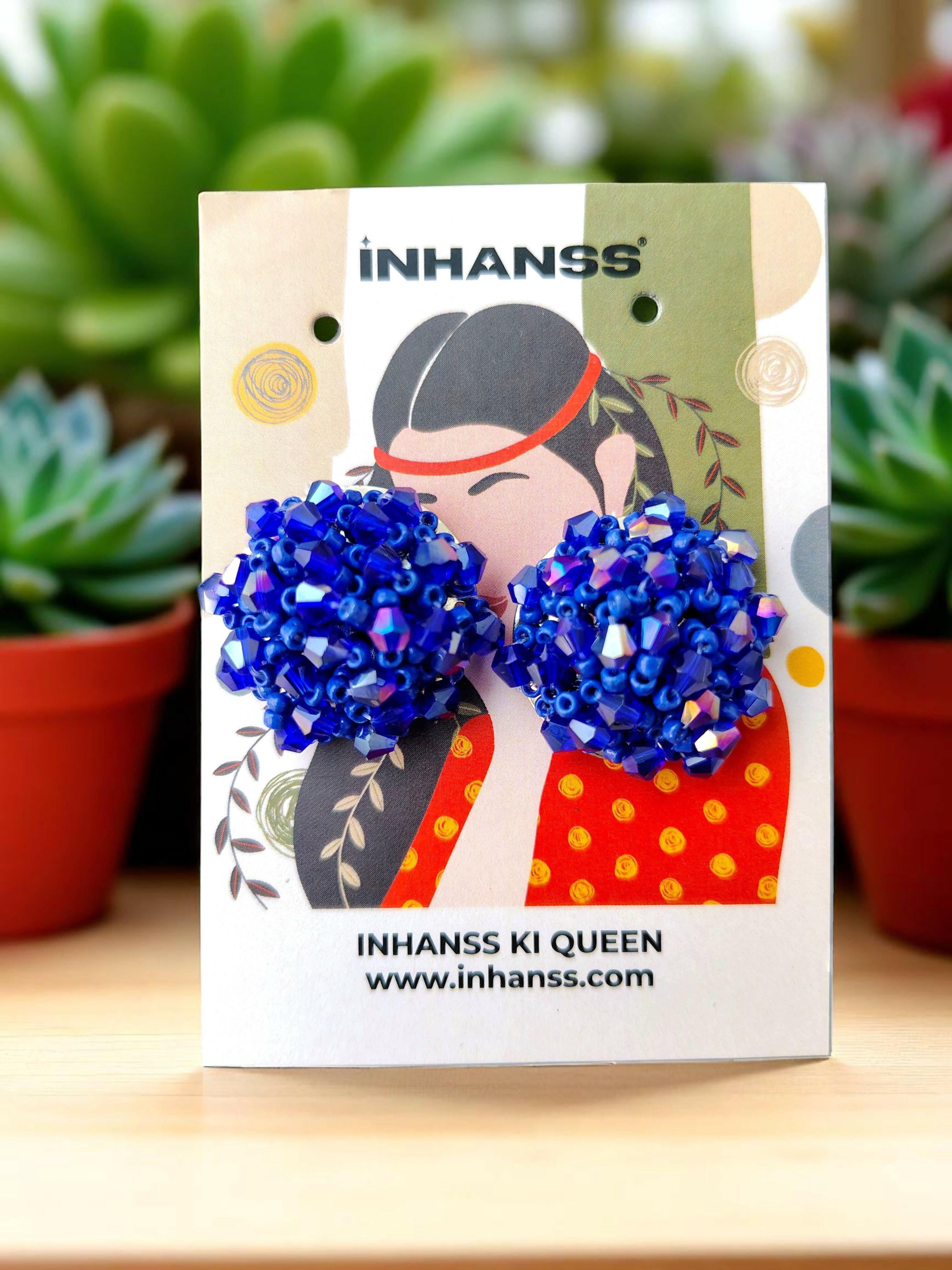 Inhanns Small Statement Studs Earrings - Blue | Grab2Buy