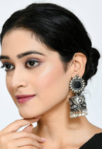 Mominos Fashion Johar Kamal Women Silver Oxidised Jhumkas | Grab2Buy