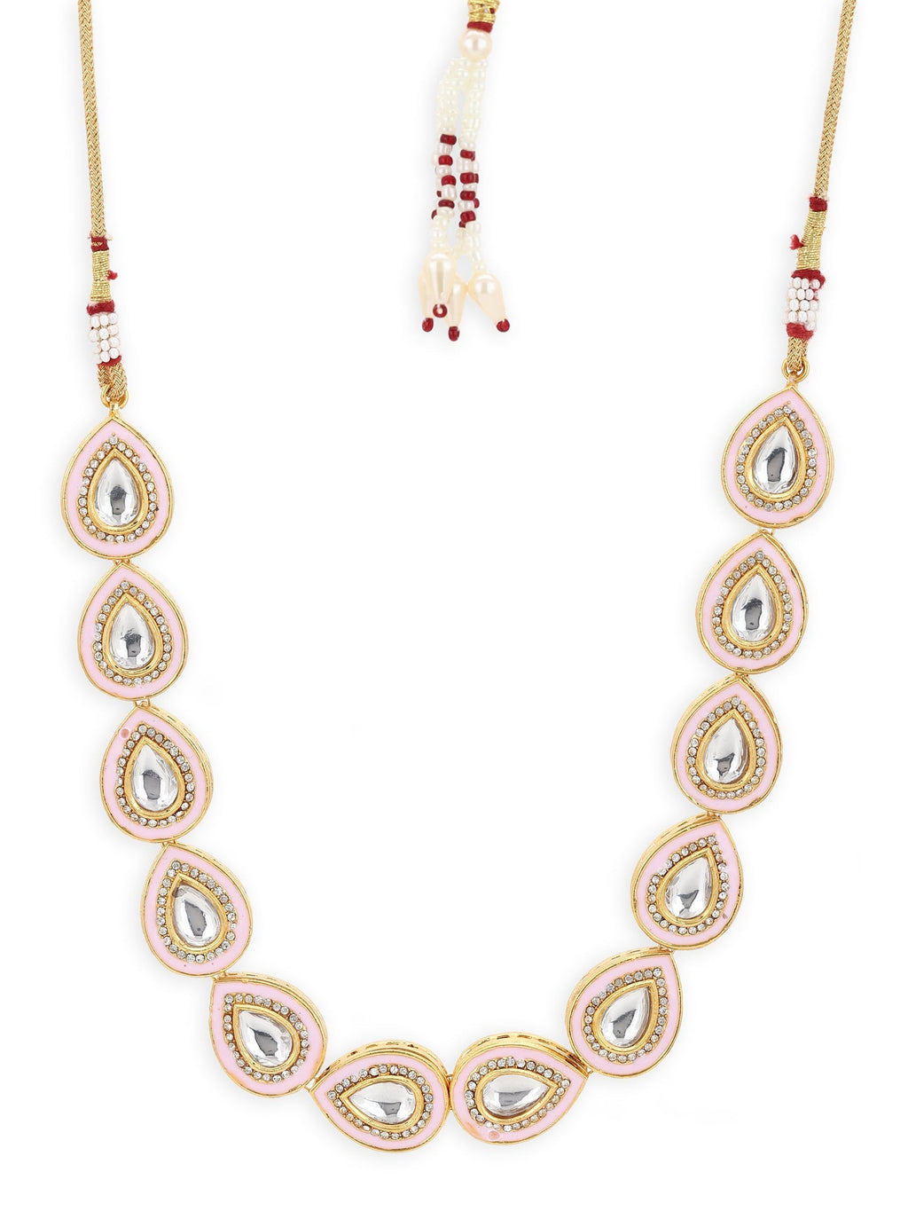 Pink Brass Gold-Polished Kundan Necklace - Ruby Raang | Grab2Buy