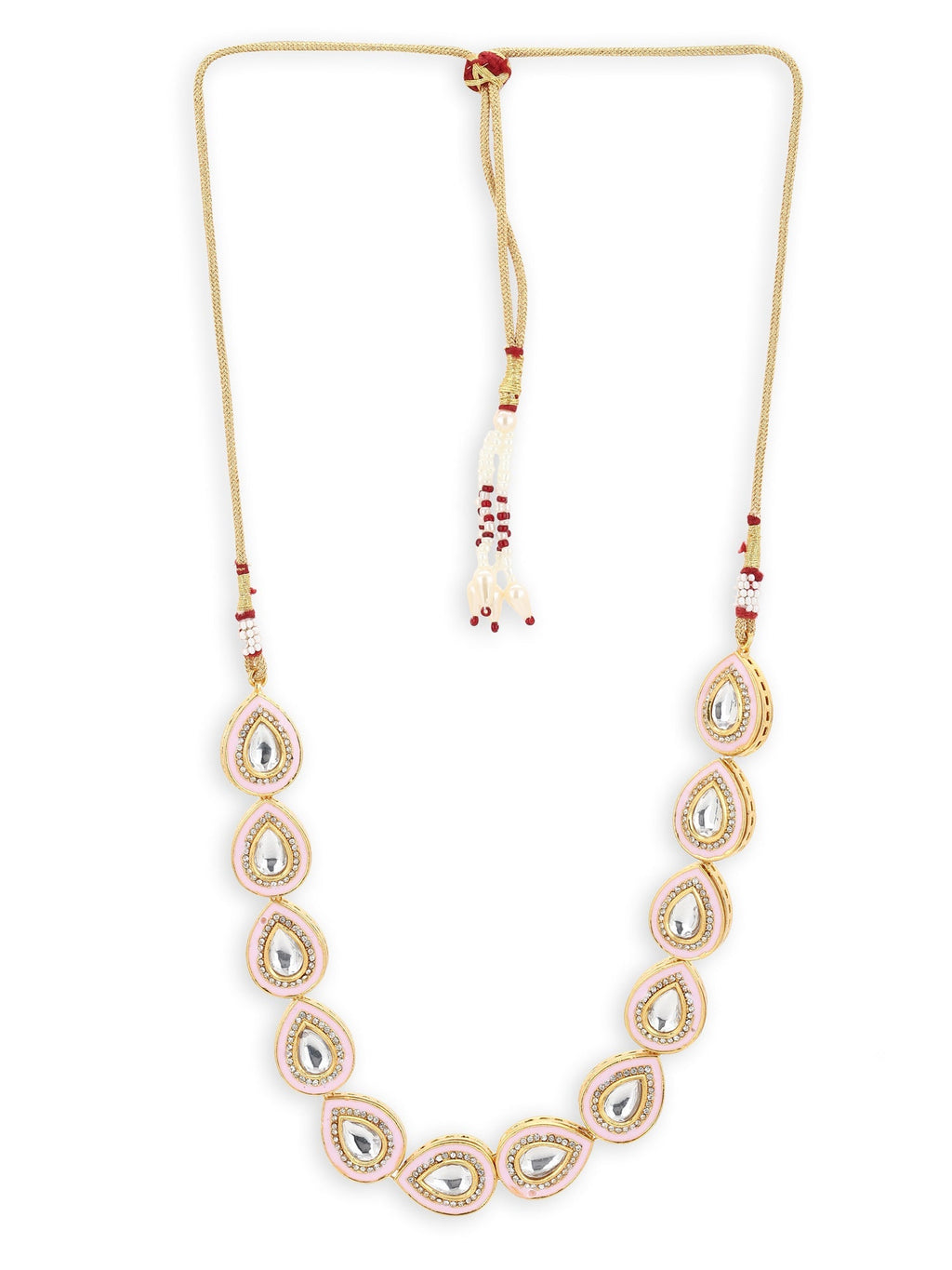 Pink Brass Gold-Polished Kundan Necklace - Ruby Raang | Grab2Buy