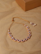 Pink Brass Gold-Polished Kundan Necklace - Ruby Raang | Grab2Buy