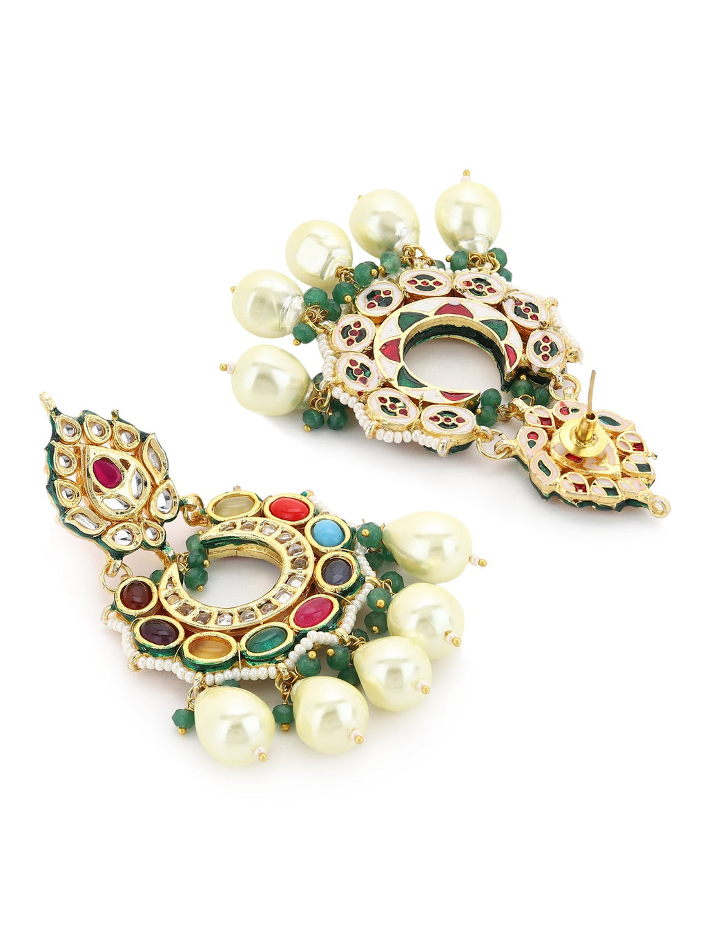 Multicoloured Gold-Polished Circular Drop Earrings - Ruby Raang | Grab2Buy