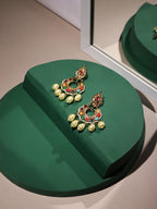 Multicoloured Gold-Polished Circular Drop Earrings - Ruby Raang | Grab2Buy