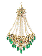 Gold-Polished Green White Kundan Studded Jhoomar Passa - Ruby Raang | Grab2Buy