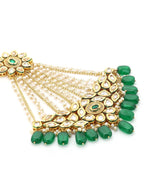 Gold-Polished Green White Kundan Studded Jhoomar Passa - Ruby Raang | Grab2Buy