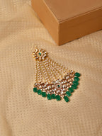 Gold-Polished Green White Kundan Studded Jhoomar Passa - Ruby Raang | Grab2Buy