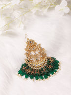 Gold-Polished Green White Kundan-Studded Jhumar Passa - Ruby Raang | Grab2Buy