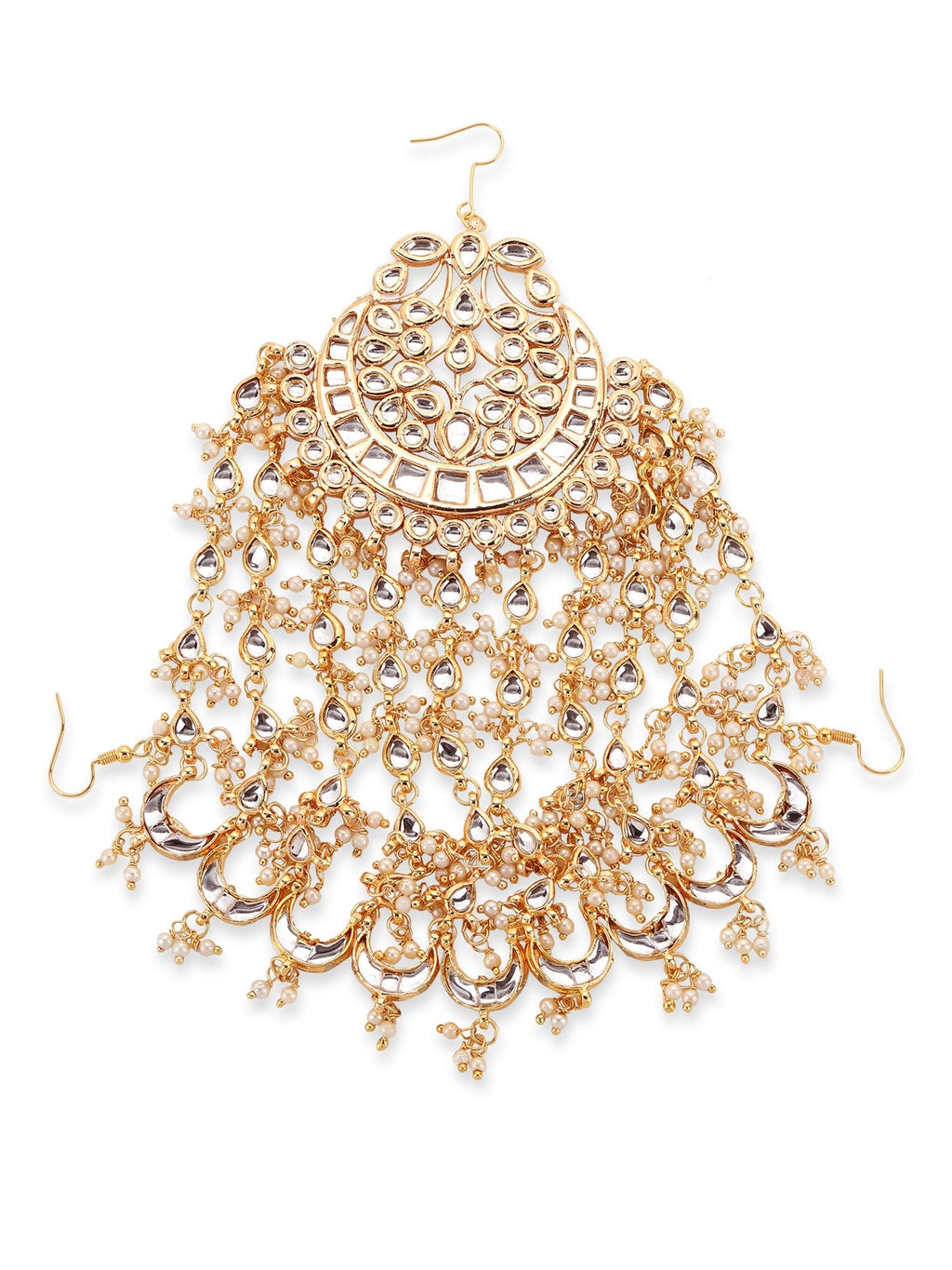 Gold-Polished White Kundan Jhoomarpassa - Ruby Raang | Grab2Buy