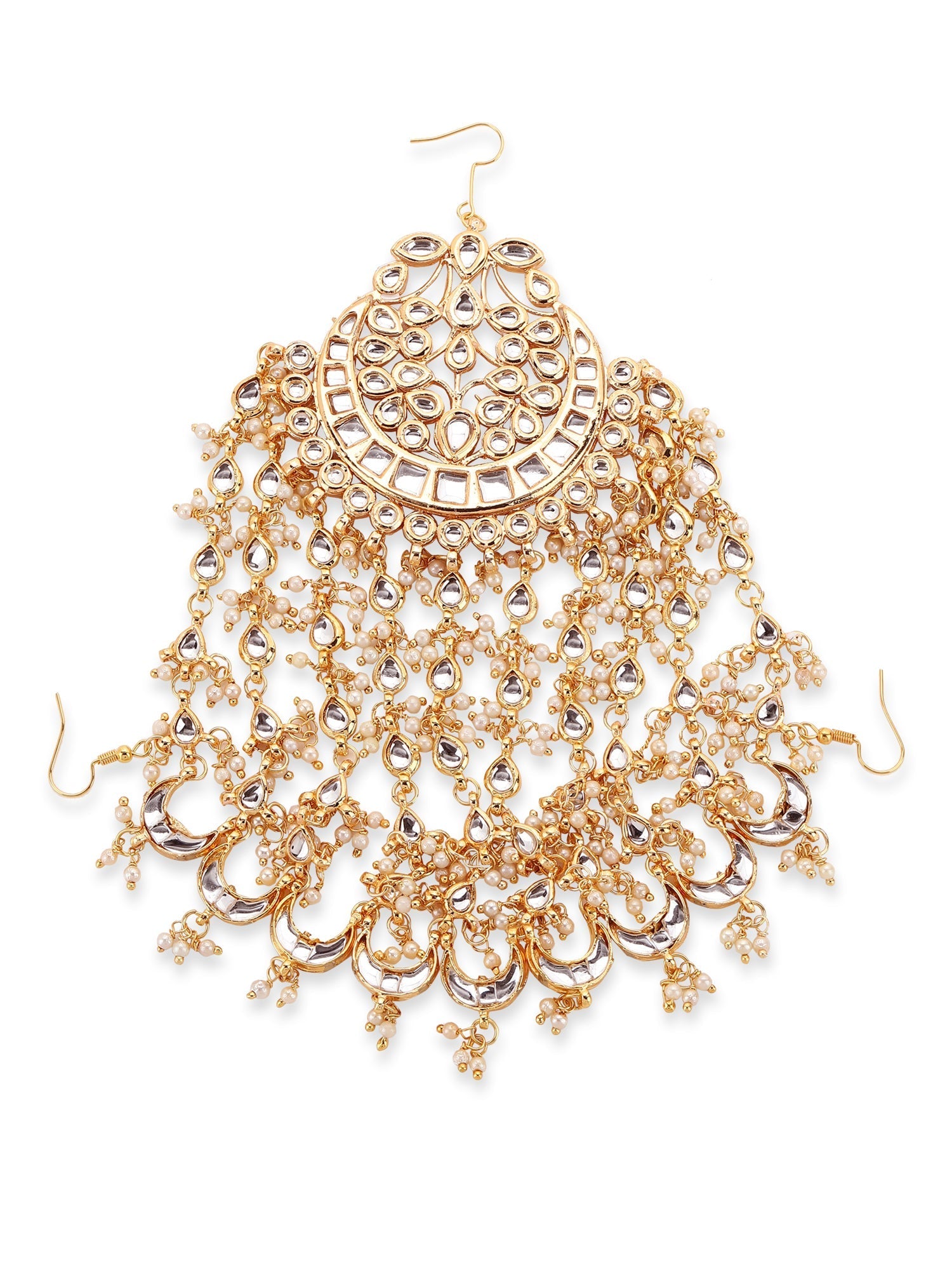 Gold-Polished White Kundan Jhoomarpassa - Ruby Raang | Grab2Buy