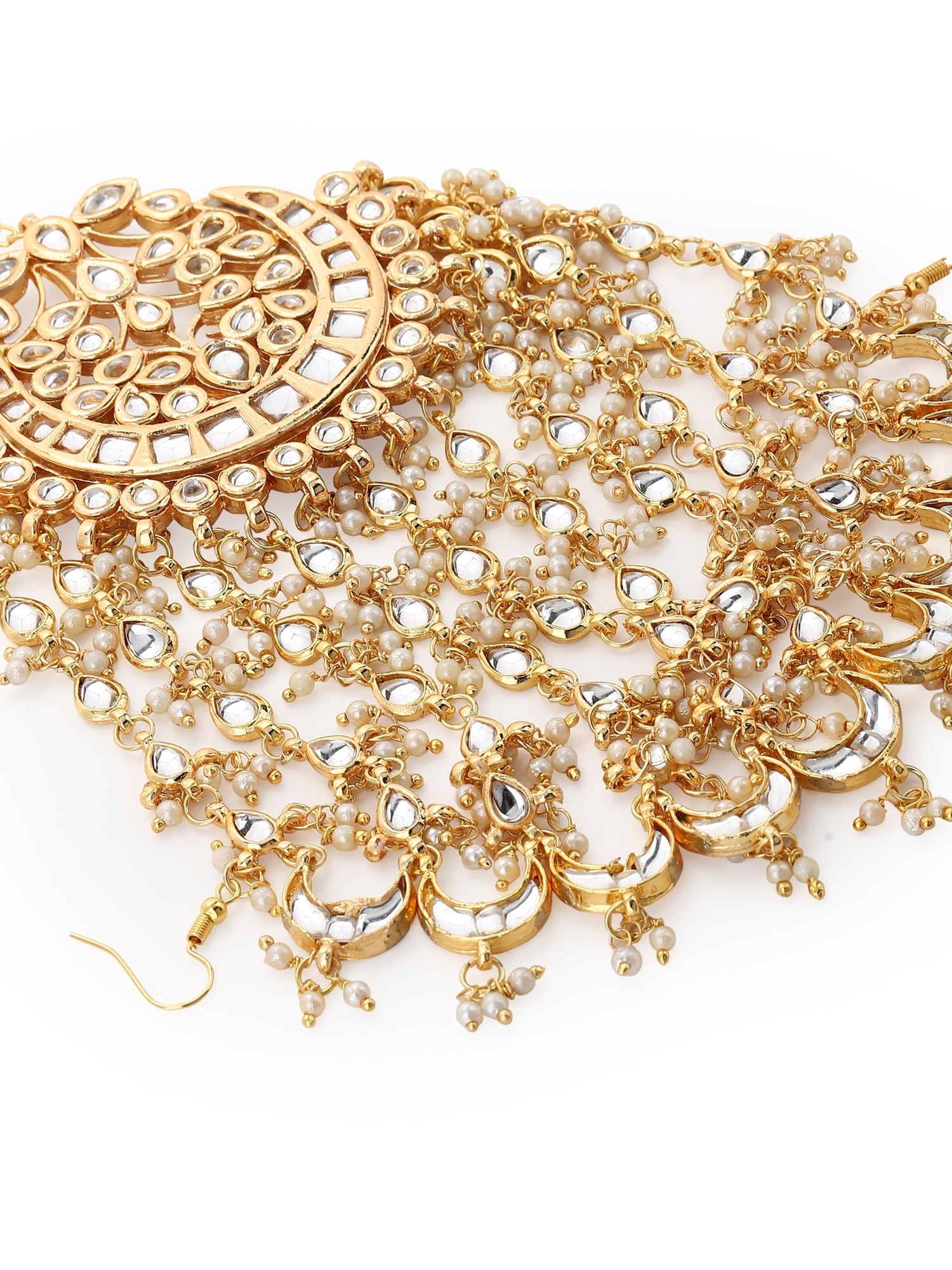 Gold-Polished White Kundan Jhoomarpassa - Ruby Raang | Grab2Buy