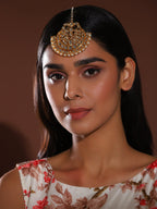 Gold-Polished White Kundan-Studded Maang Tikka - Ruby Raang | Grab2Buy