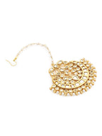 Gold-Polished White Kundan-Studded Maang Tikka - Ruby Raang | Grab2Buy